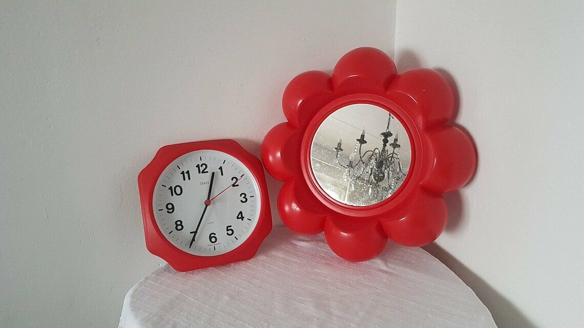 Vintage Pop Art Memphis Milano Style Wall Clock Germany Movement H&H photo vintage