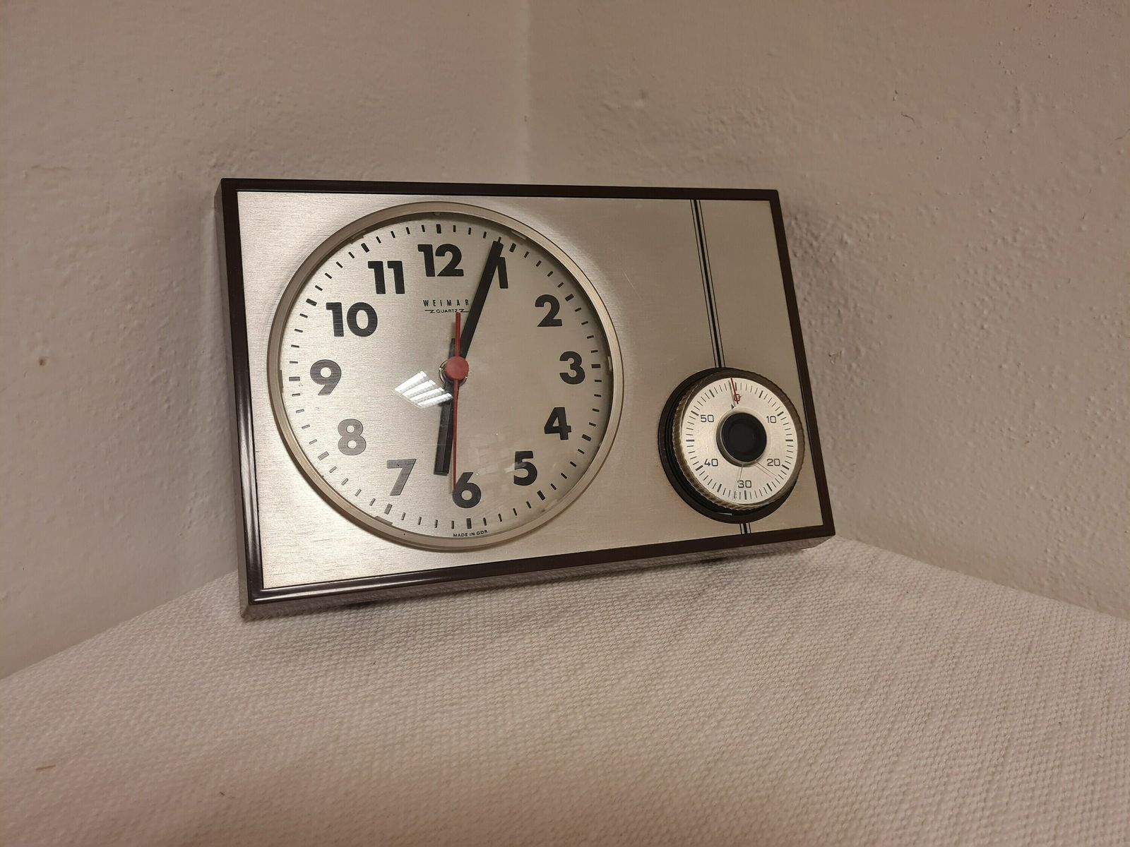 Vintage Mid Century Wall Kitchen Clock With Timer Weimar Ddr 70s photo 154.0
