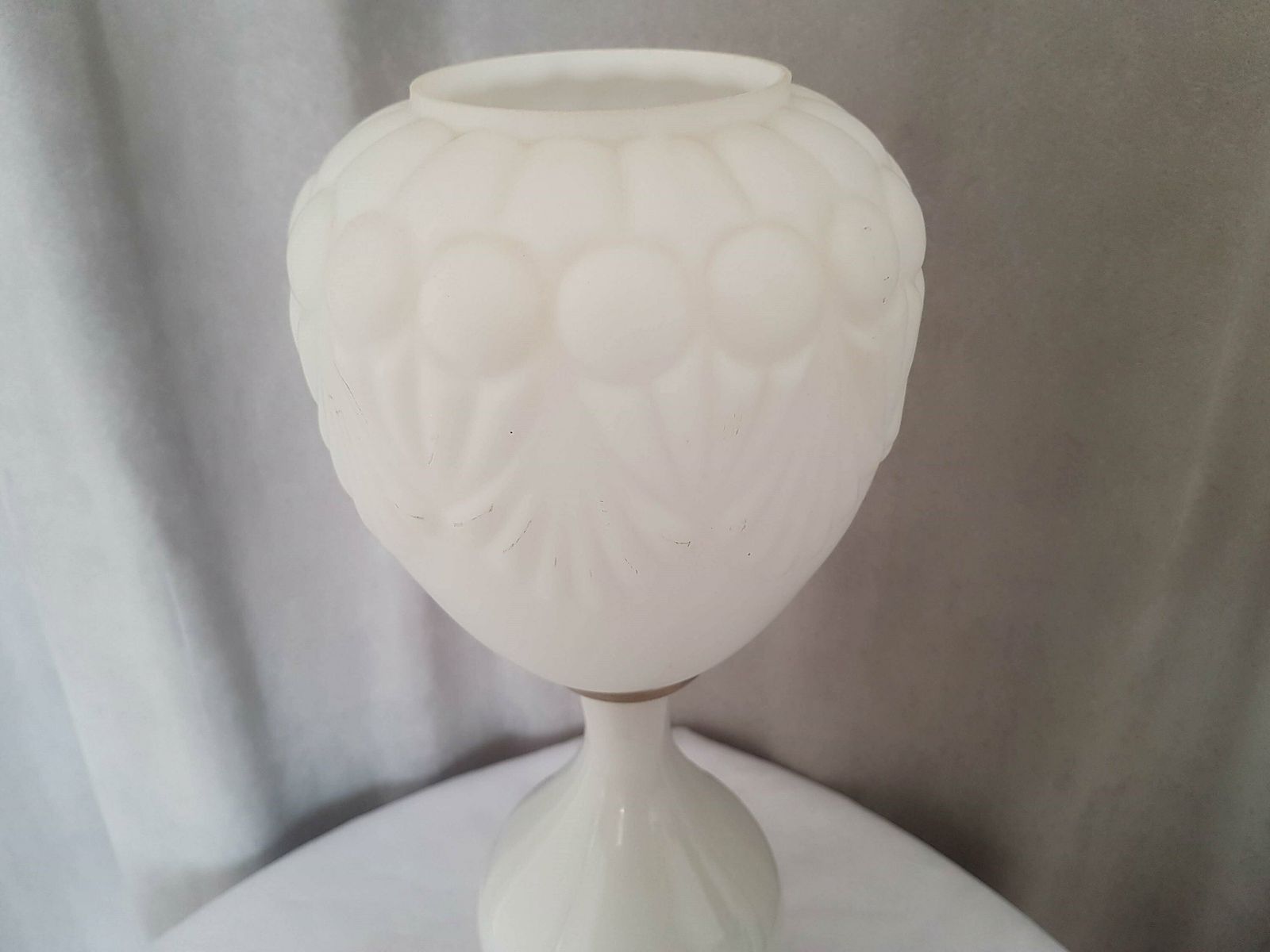 Vintage Old Lamp White Matt Glass And Ceramic Table Lamp Polam Pila 60s
