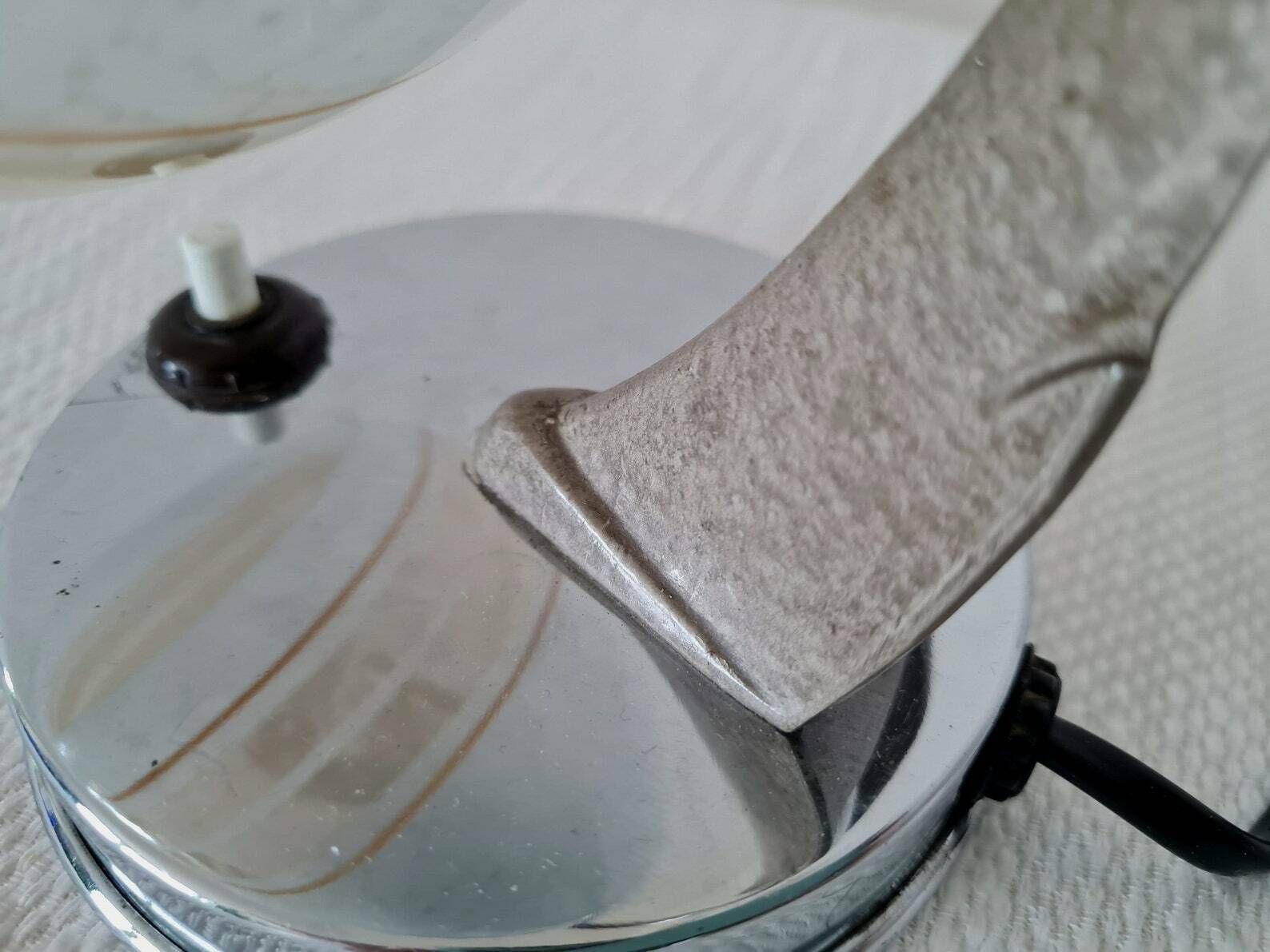 Vintage Bauhaus Nikkelen Tafellamp Zukov Met Glazen Bolkap photo vintage