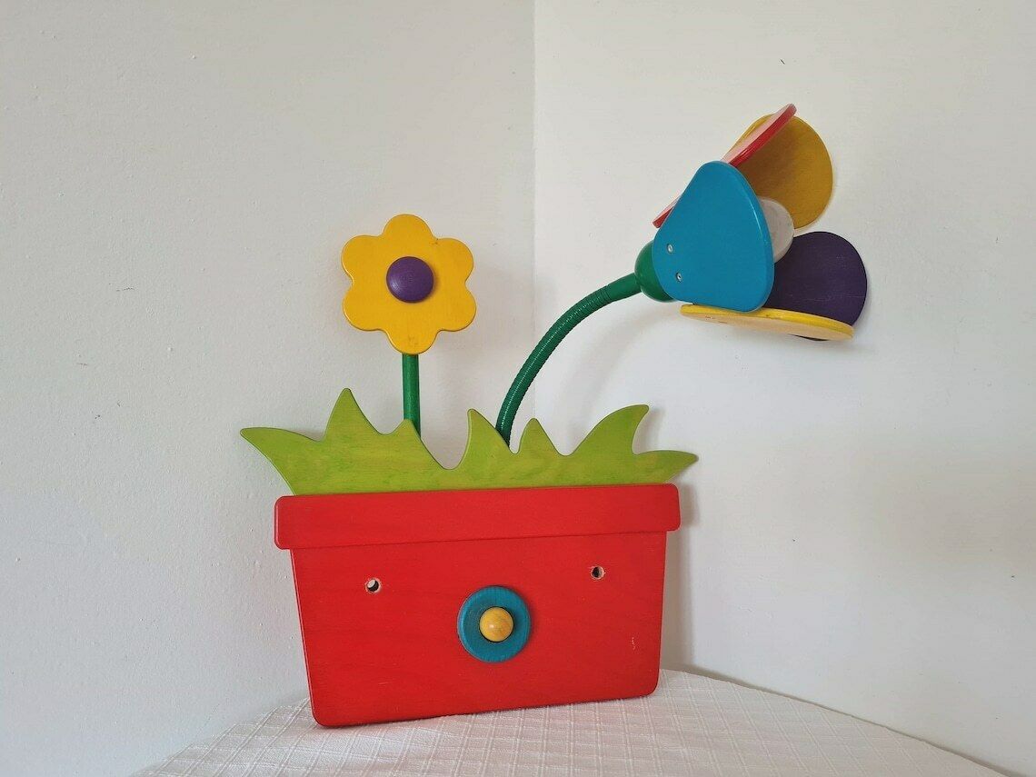 Vintage Pop Art 'Haba' Wall Wooden Lamp, 1980s