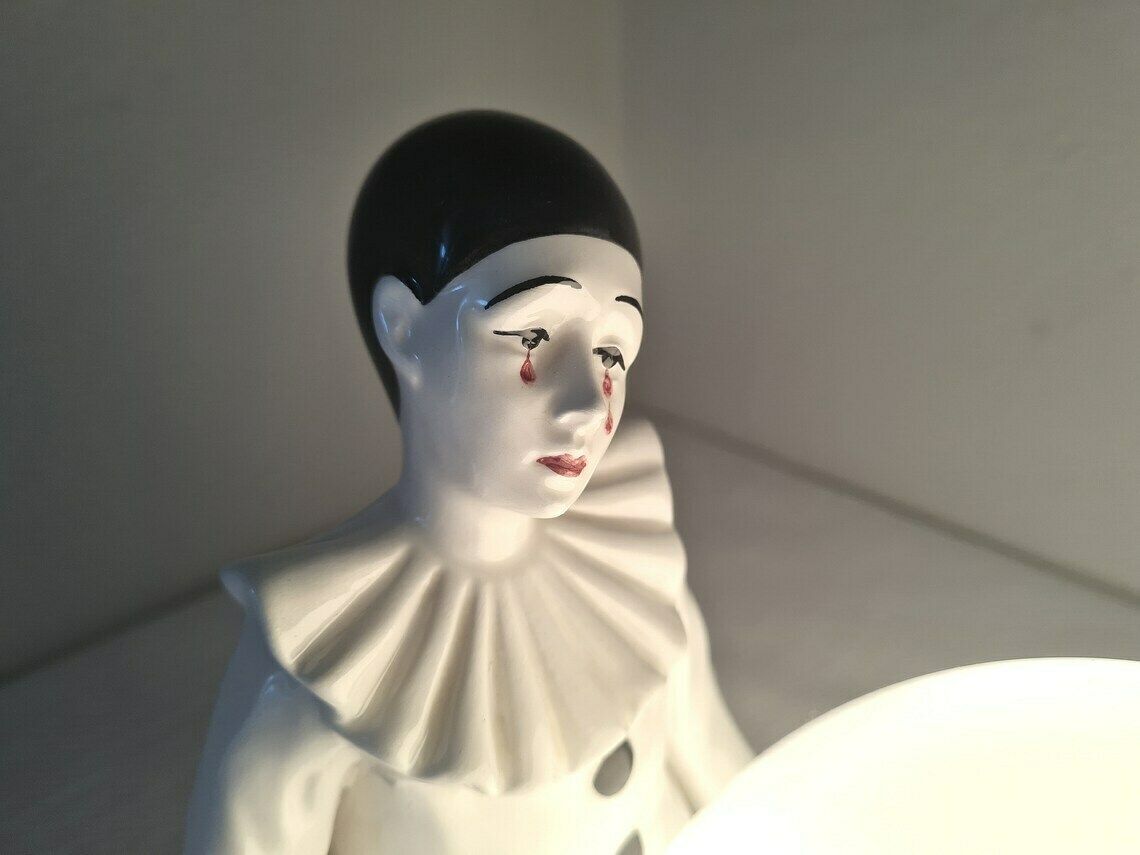 Vintage Table Porcelain Lamp Pierrot With A Ball Very Beautiful Interior Accent Lamp photo buy