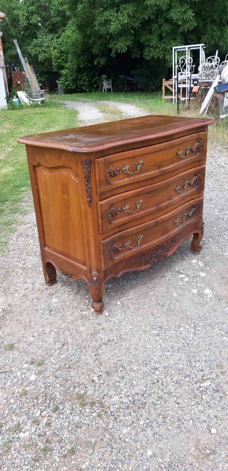 photo vintage Chest Of 3 Drawers Walnut And Brass
