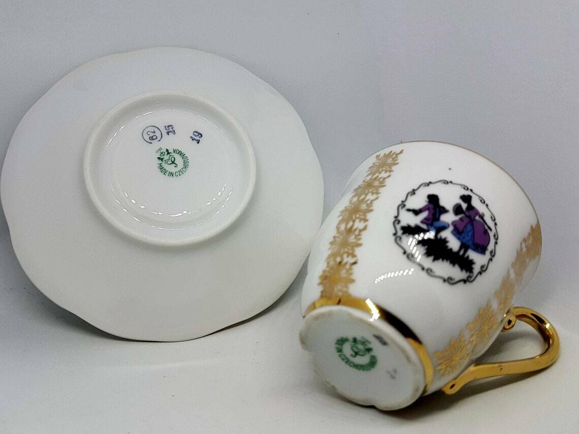 photo furniture Vintage Coffee Czech Porcelain Cup And Saucer Made In Czechoslovakia 80s