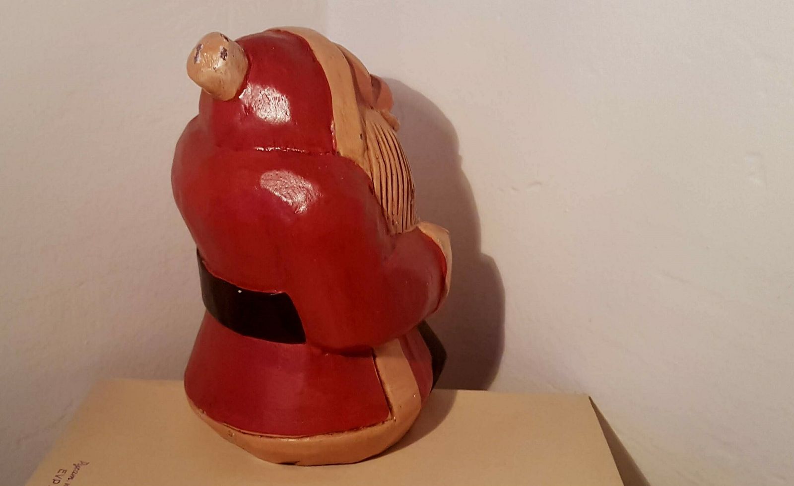 Vintage Wooden Sitting Santa Hand Carved Wooden Sculpture Santa Retro Handmade Design 80s photo buy
