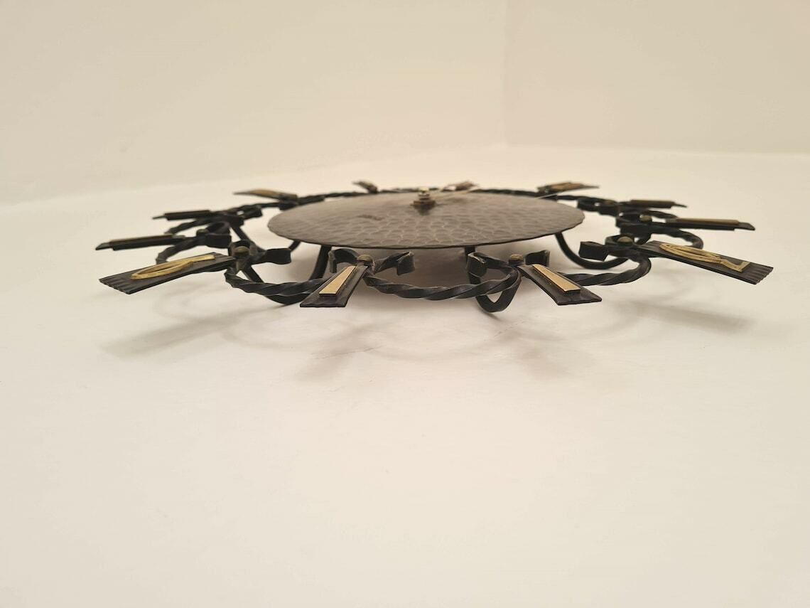 Vintage Mid Century Wall Retro Metal Clock Germany Modern Atomic Space Age Mcm 70s photo for sale