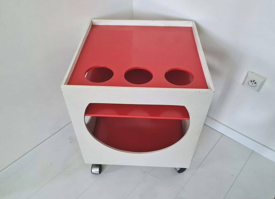photo furniture Vintage Rare Space Age Plywood Bar Trolley Table German 60s