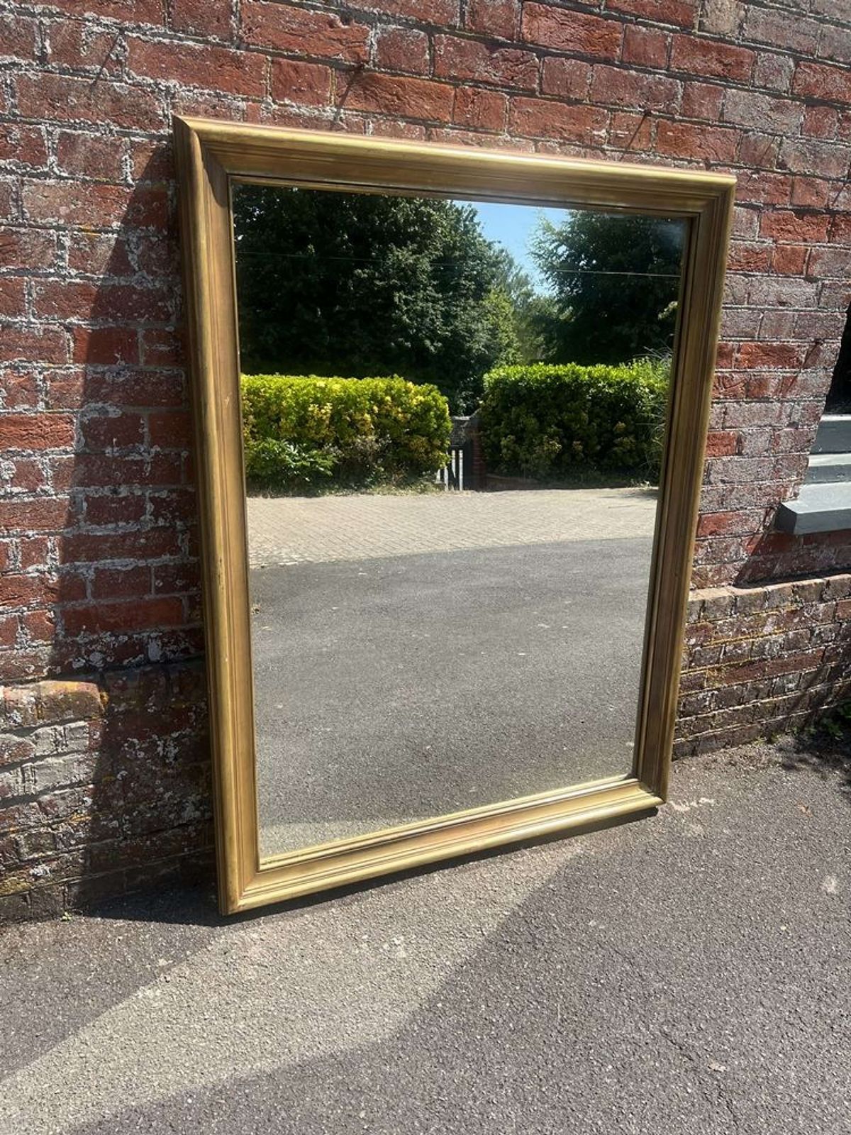A Superb Large French Early 20th C Gilt Plain Bistro Mirror