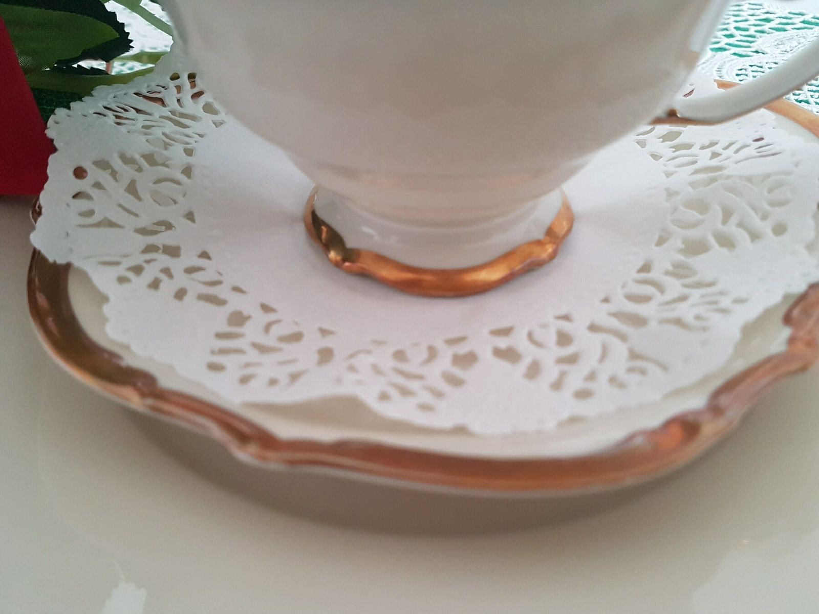 Vintage Porcelain Set 3 Piece Breakfast Set Vintage Germany Breakfast Set 150ml Cup, Saucer & Cake Dish photo vinterior