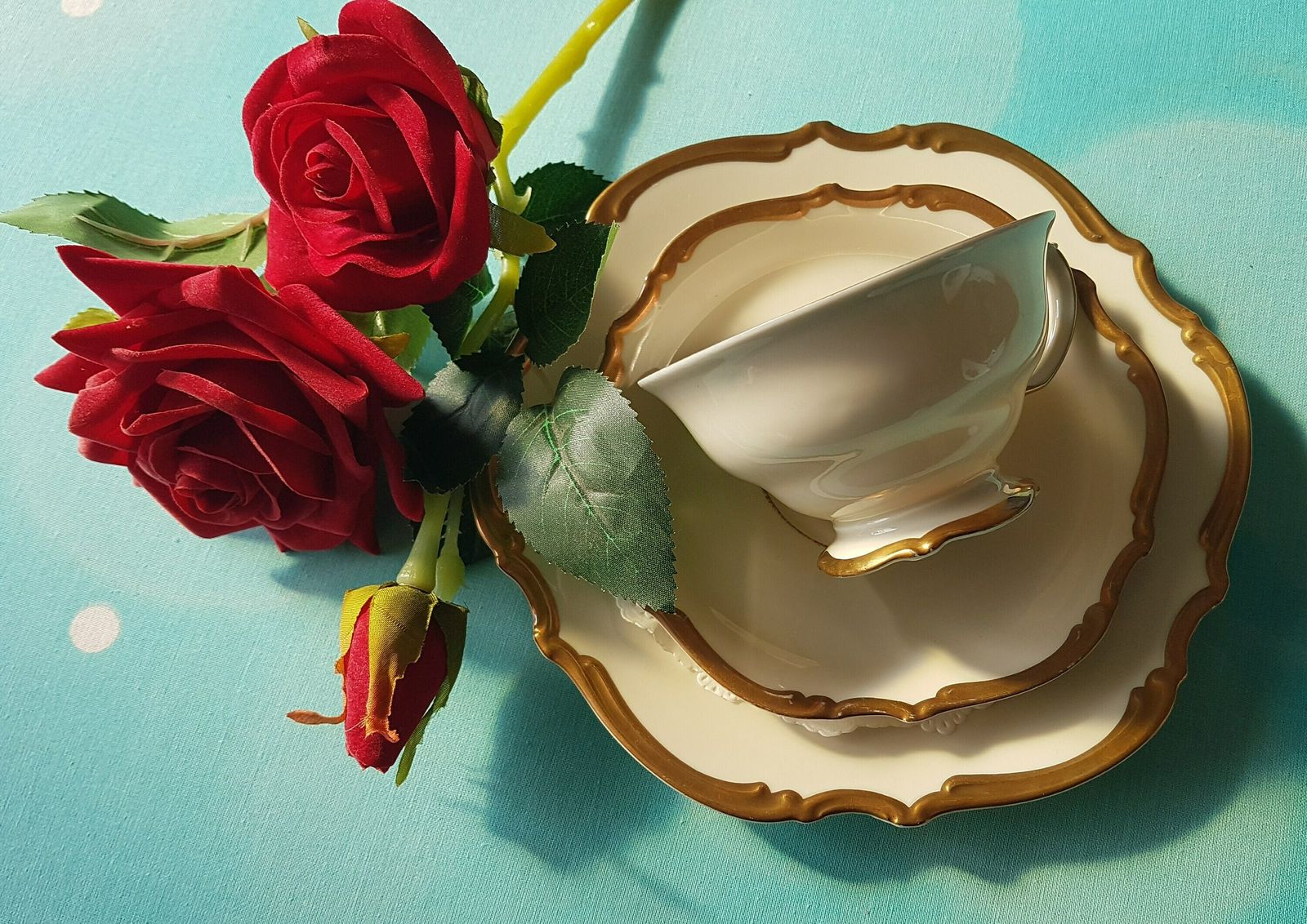Vintage Porcelain Set 3 Piece Breakfast Set Vintage Germany Breakfast Set 150ml Cup, Saucer & Cake Dish photo buy