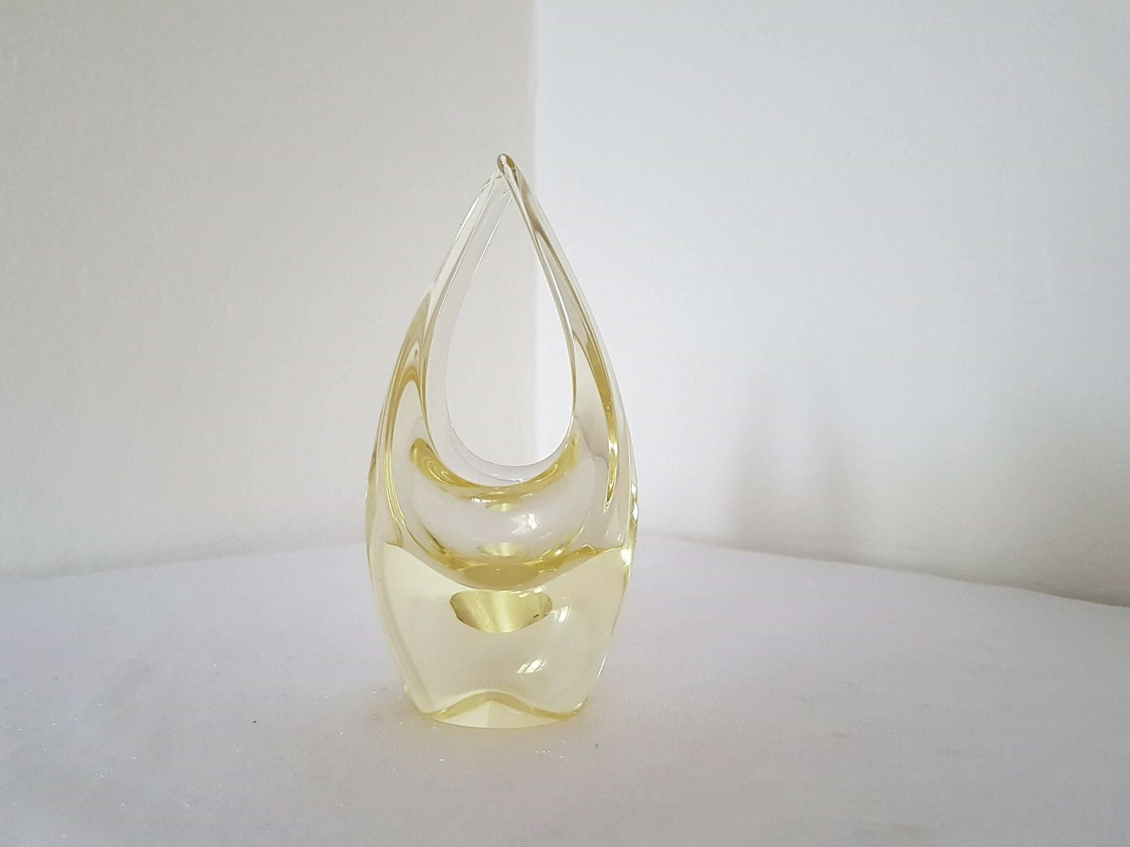 Citrine Glass Basket Sculpture Zelezny Brod Czech photo furniture