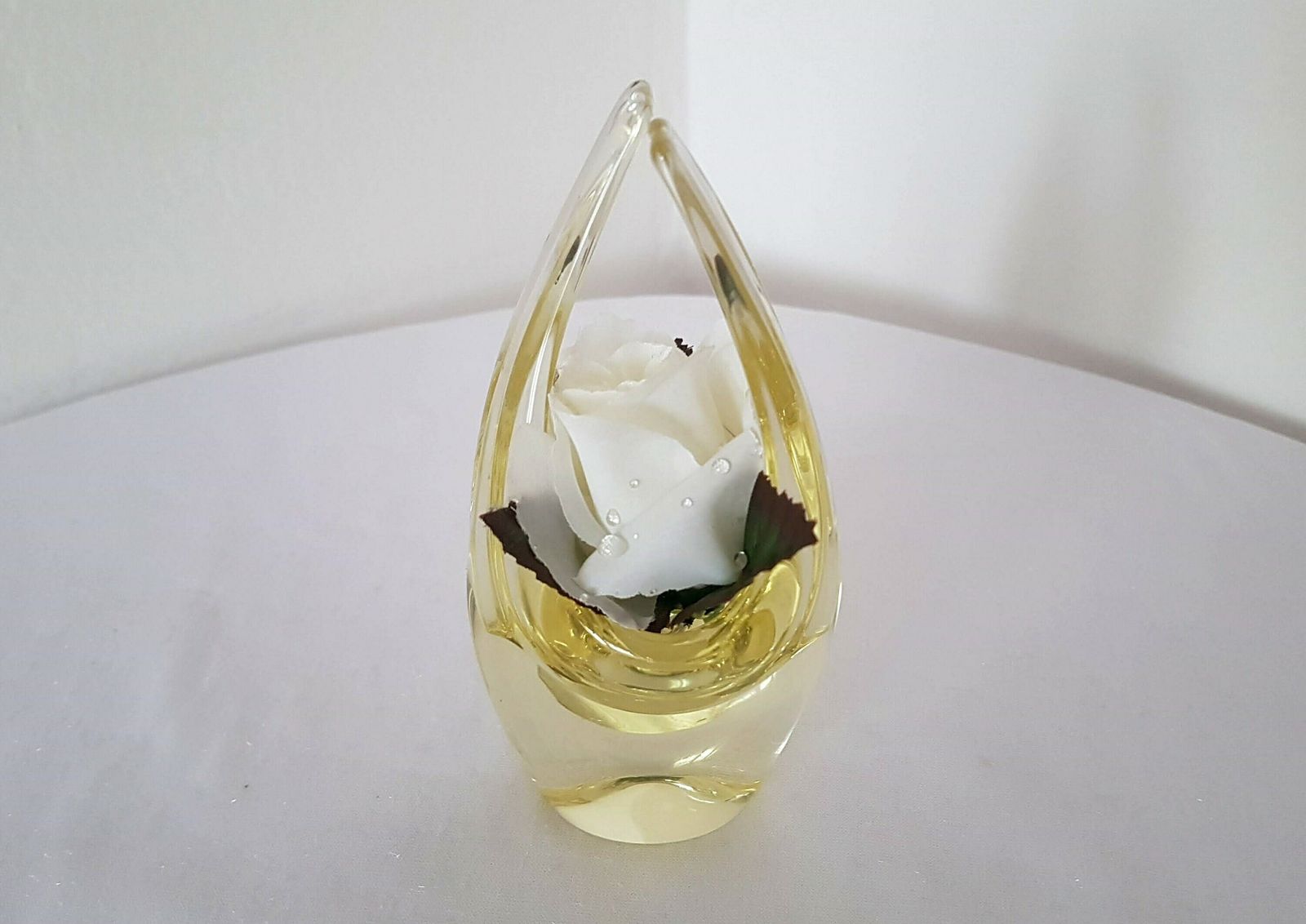 Citrine Glass Basket Sculpture Zelezny Brod Czech photo buy