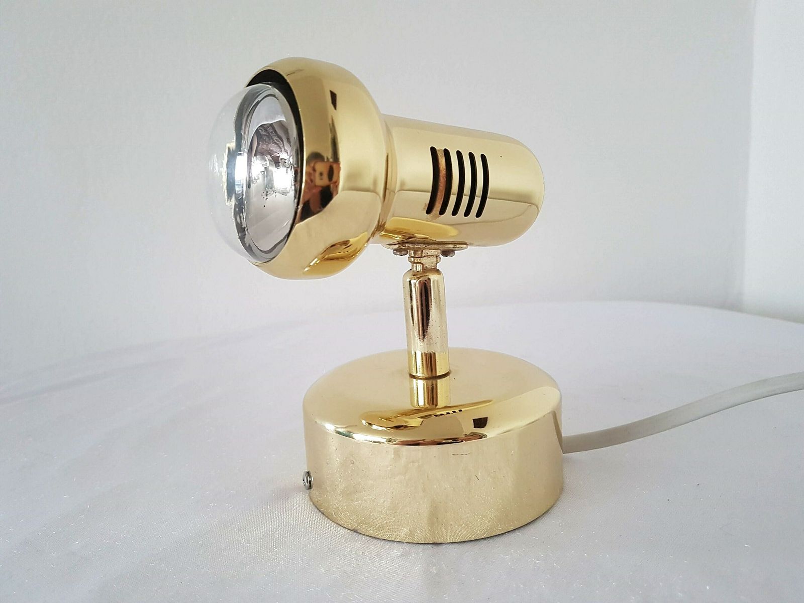 Vintage Gouden Wandlamp – Mid Century Industrial Retro Metalen Lamp | Randl | Duitsland | Jaren 90 photo vinterior