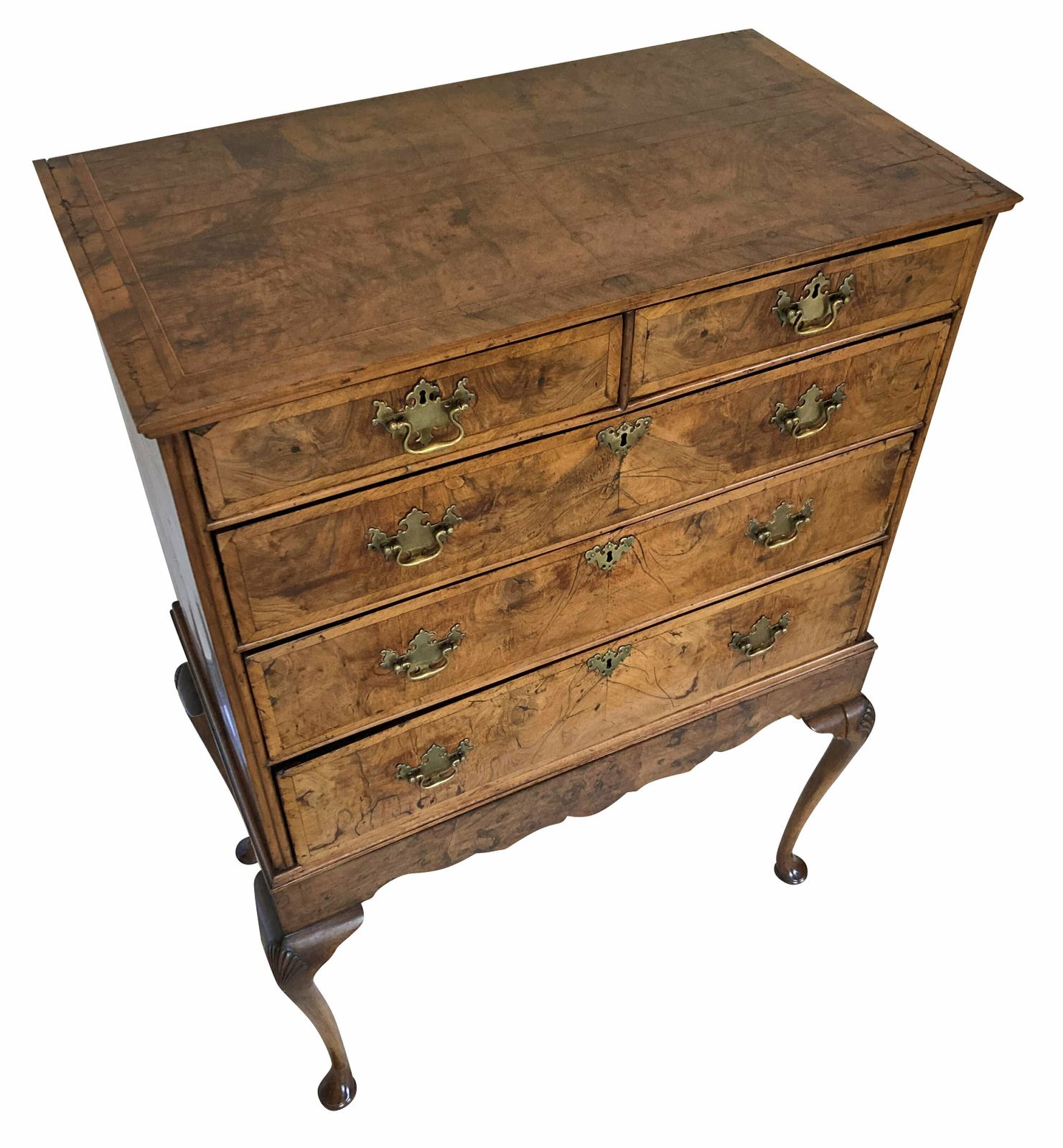 A Queen Anne Walnut Chest On Stand photo vintage