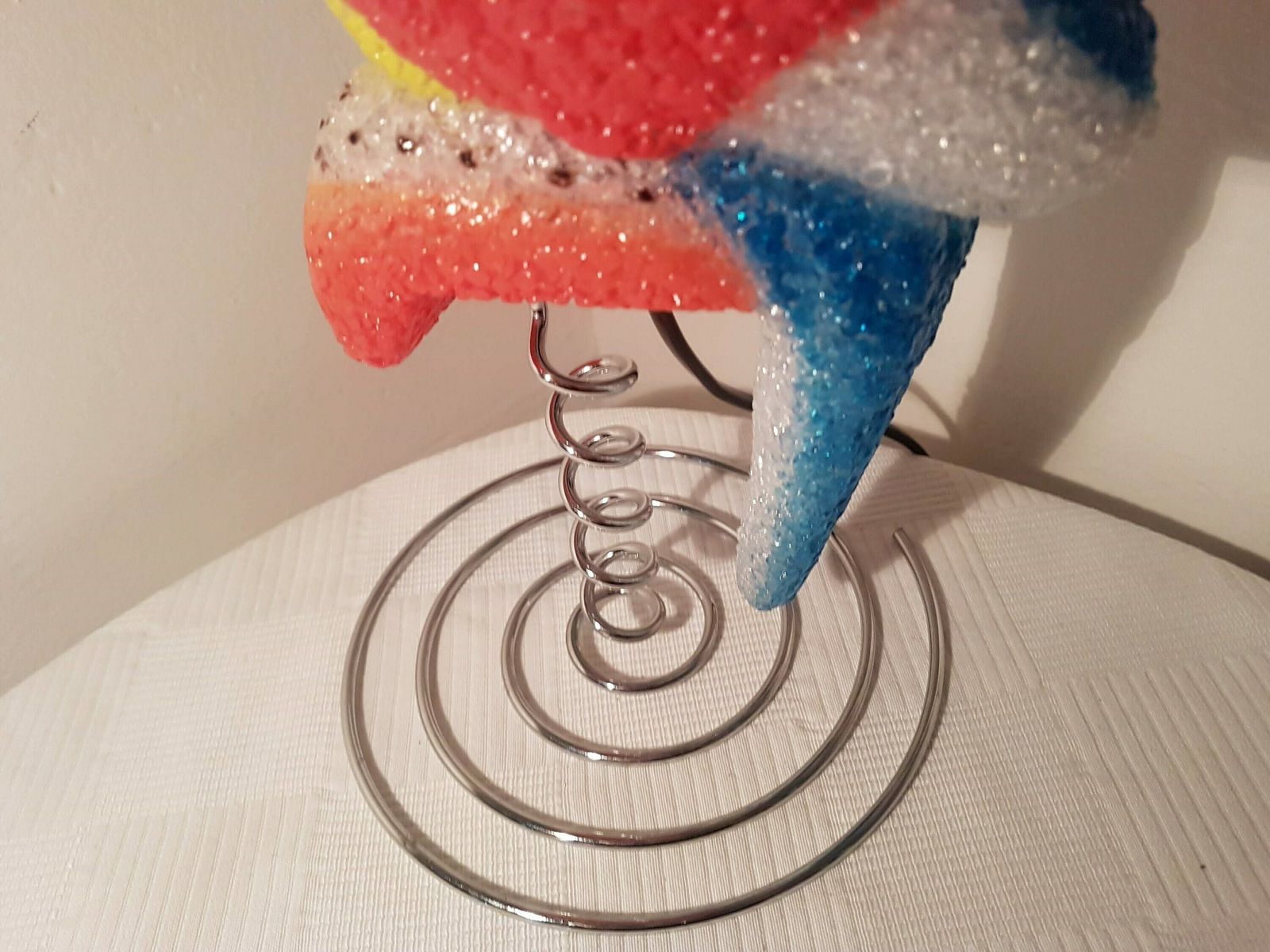 Vintage Popcorn Plastic Parrot Lamp On A Metal Spiral Lovely Accent Lamp photo furniture