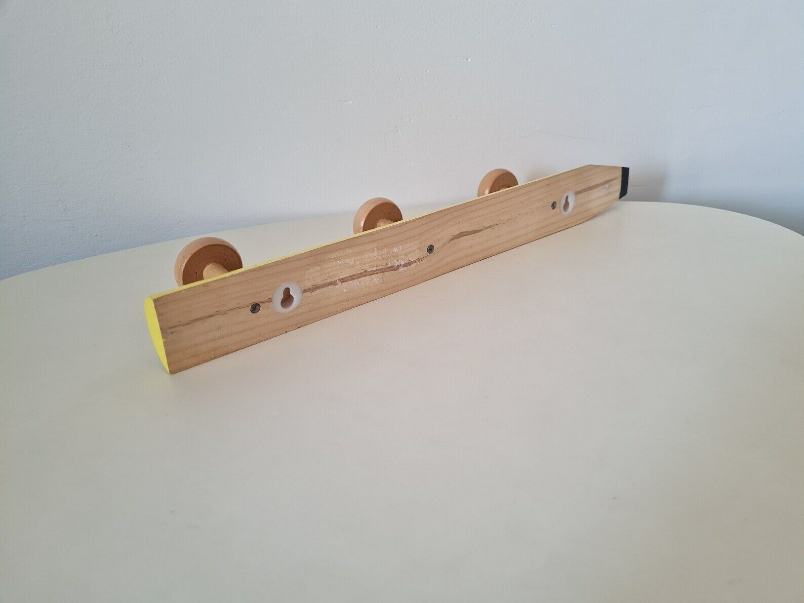 Vintage Pop Art Memphis Milano Style Wooden Hanger With 3 Hooks photo buy