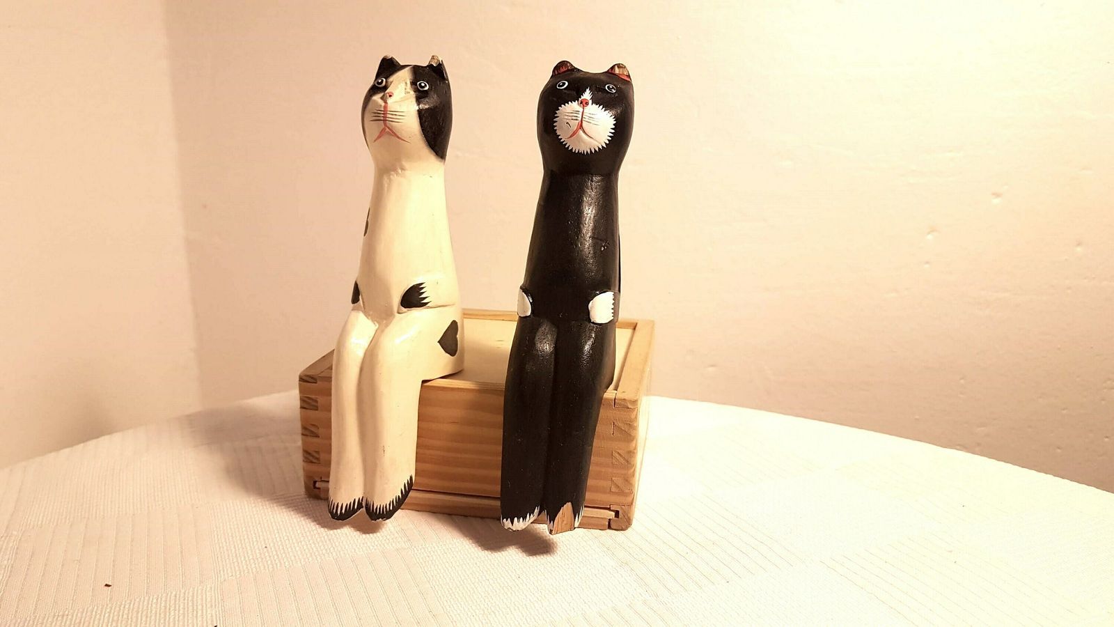 Vintage Couple Of Wooden Cats Figurines Sitting Cats Collectible Kitten Cat Sculpture Vintage Cat Lovers Gift photo for sale