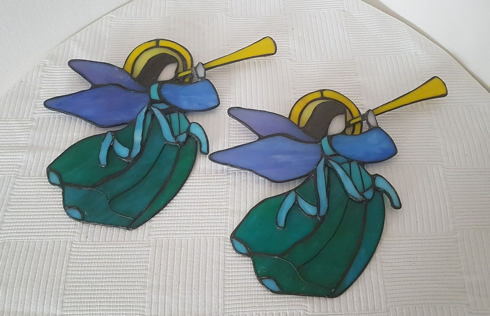photo furniture Vintage Tiffany Angel Stained Glass Tiffany Glass Art Window Hanging