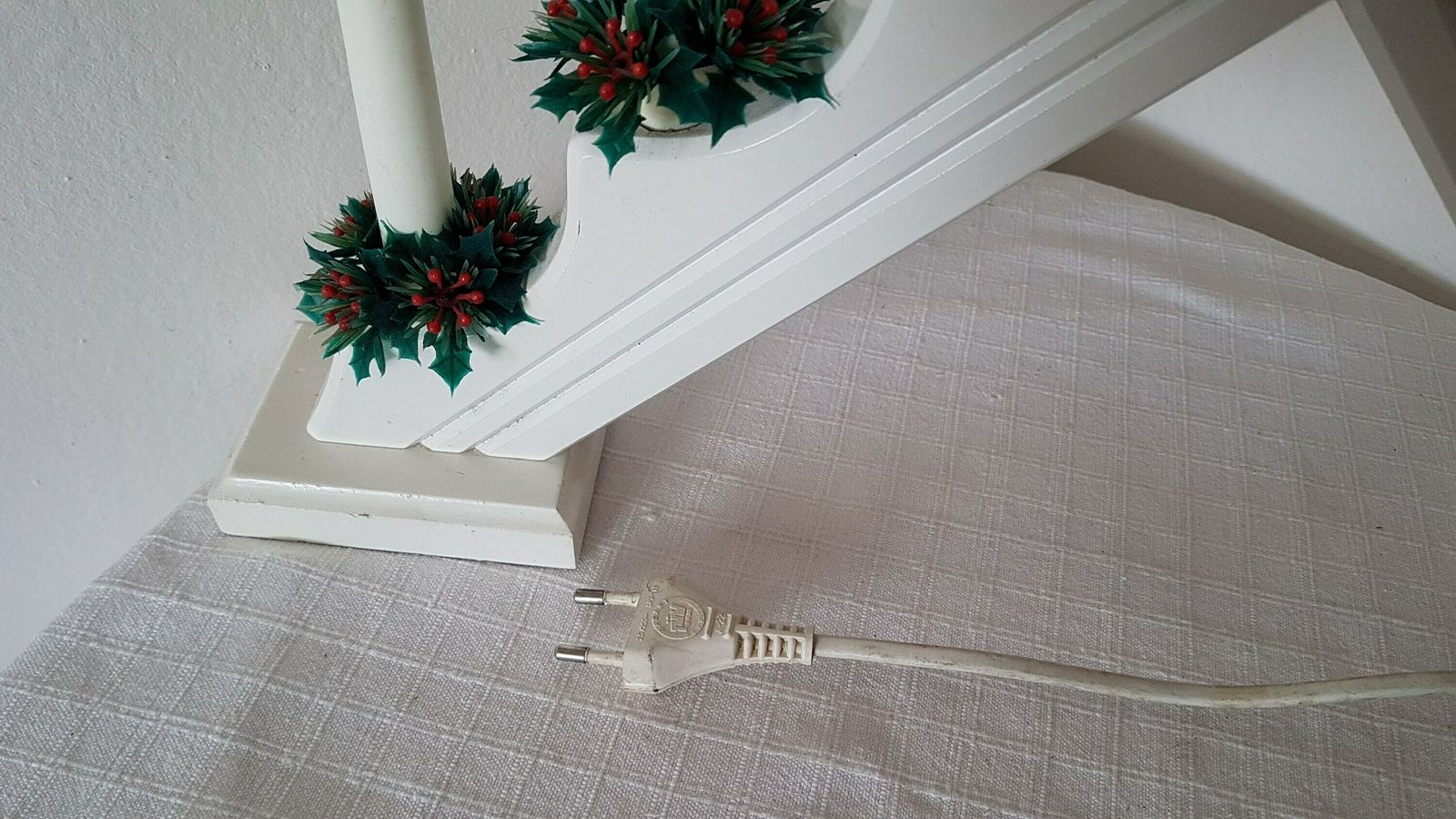 Vintage German Wooden Christmas Candle Bridge With Electric Candles photo for sale