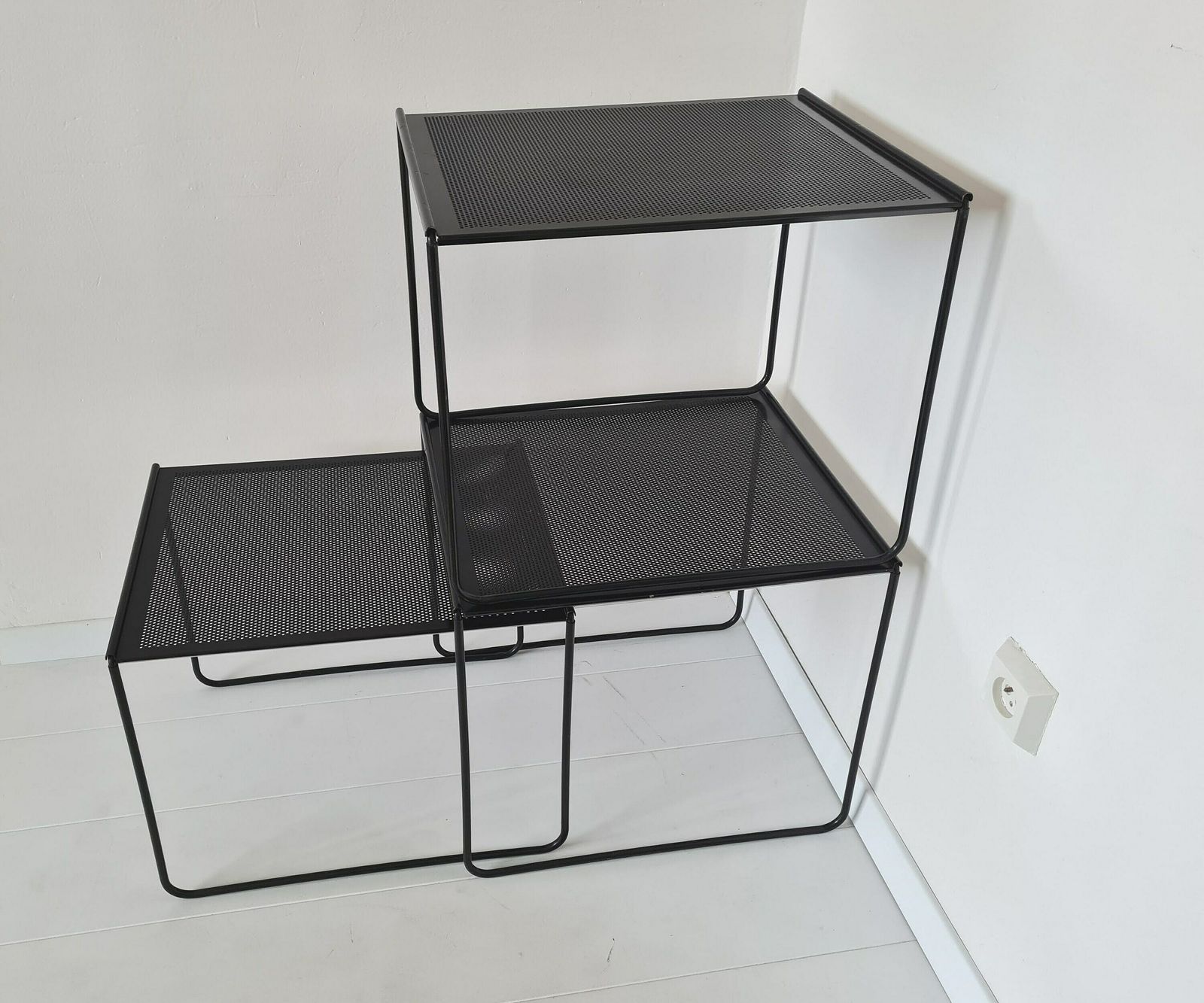 Vintage Post Modern Nesting Perforated Tables Set Of 3 photo buy