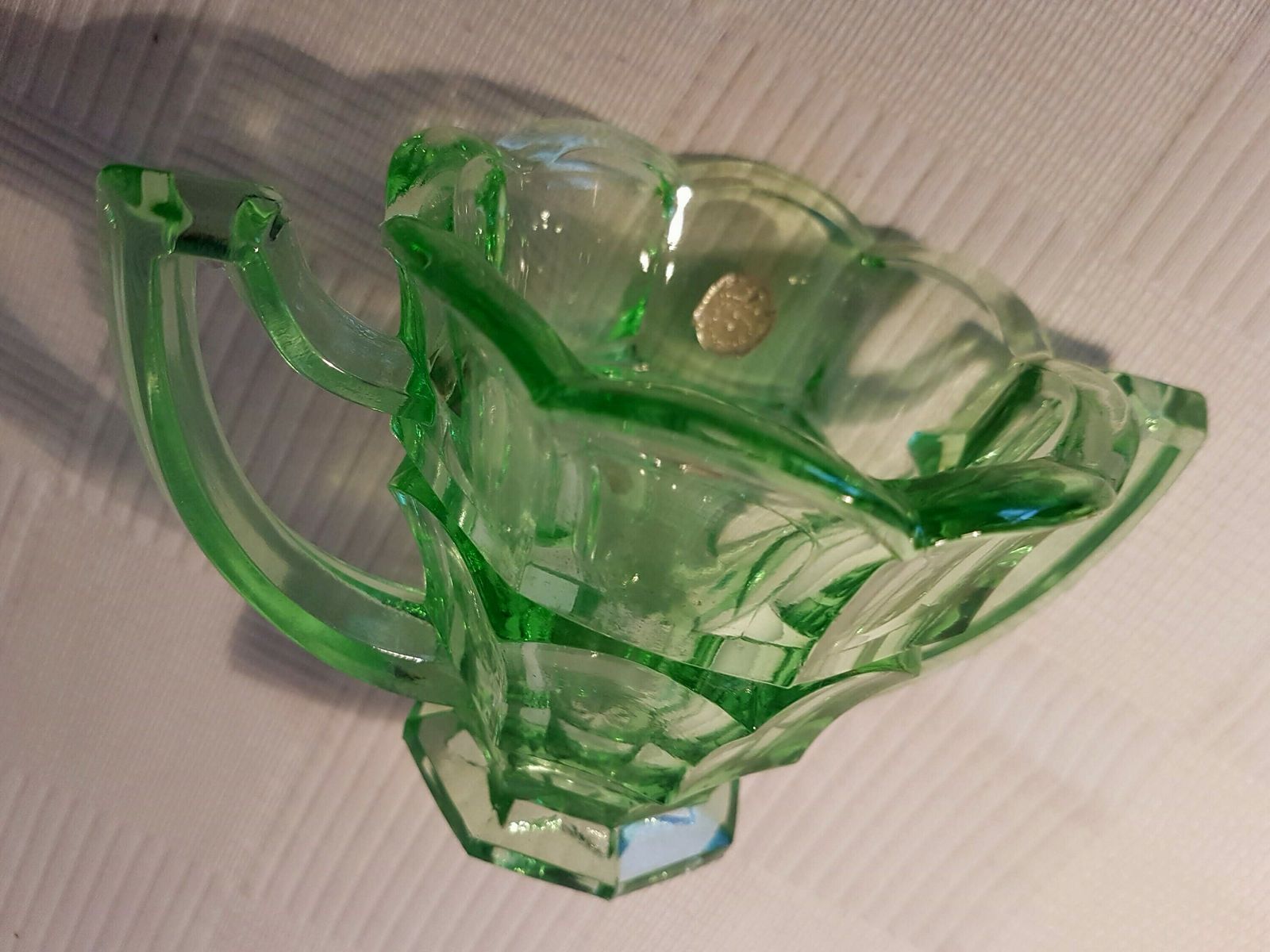 photo for sale Czech Uranium Glass Vase Handcrafted In Czechoslovakia In The 1970's  1980's