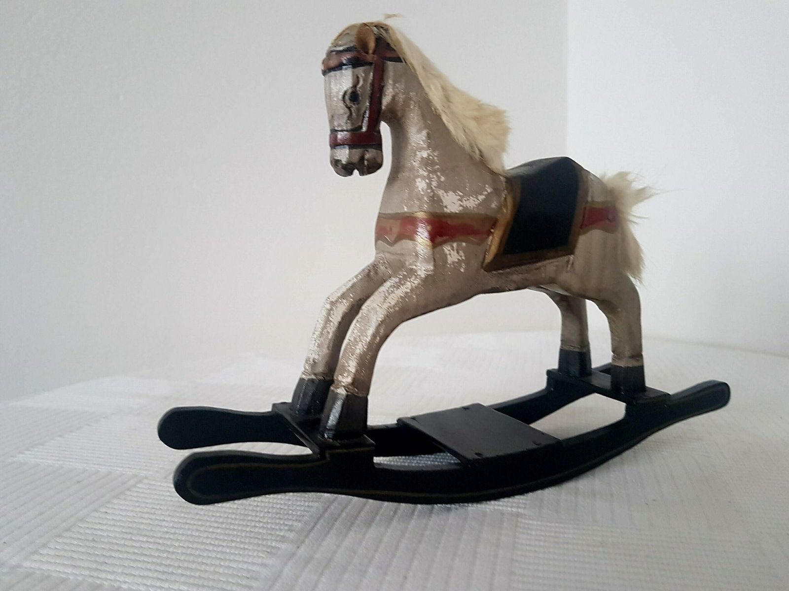 Retro Antique Rocking Horse Toy Decorativ For The Table Hand Carved Wooden Christmas Ornaments Old World Christmas Tree Holiday Decor photo buy