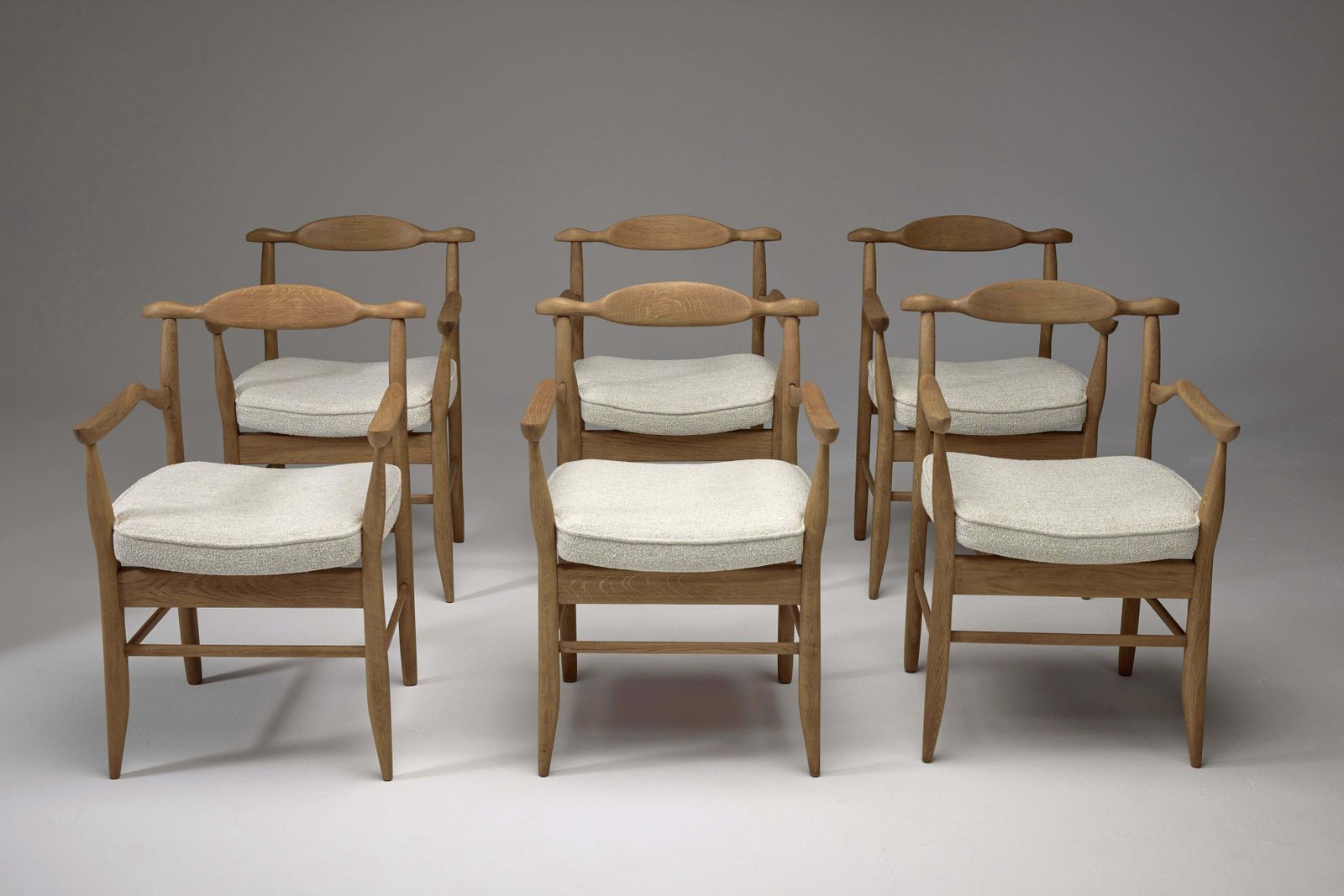 Set Of Six “Fumay” Dining Armchairs By Guillerme Et Chambron, France 1960s photo 9747.0