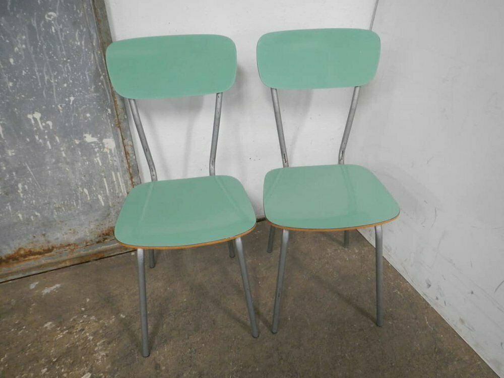 Green Formica Chairs, 1960s, Set Of 2