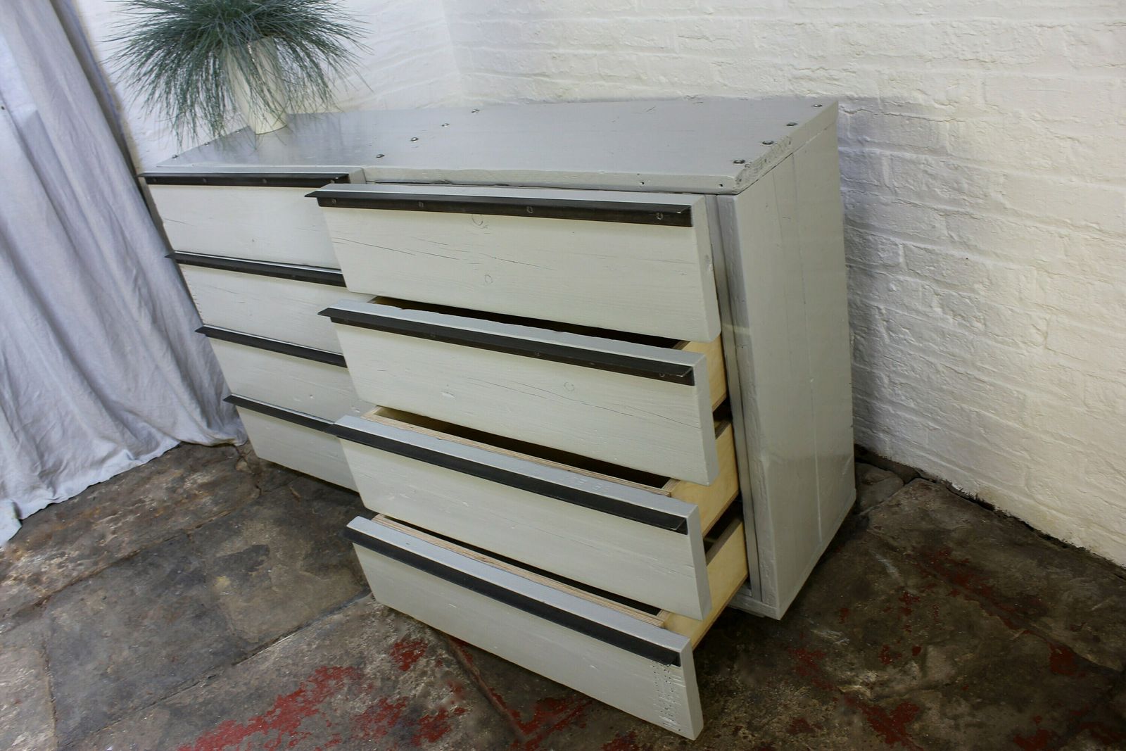 Niamh Reclaimed Scaffolding Board Chest Of Drawers With Angular Steel Handles   Bespoke Urban Furniture photo 2995.0
