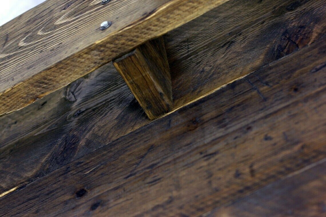 Tovey Reclaimed Dark Stained Scaffolding Board And Pipe Industrial Style Desk With Top And Lower Under Shelves   By photo Furniture