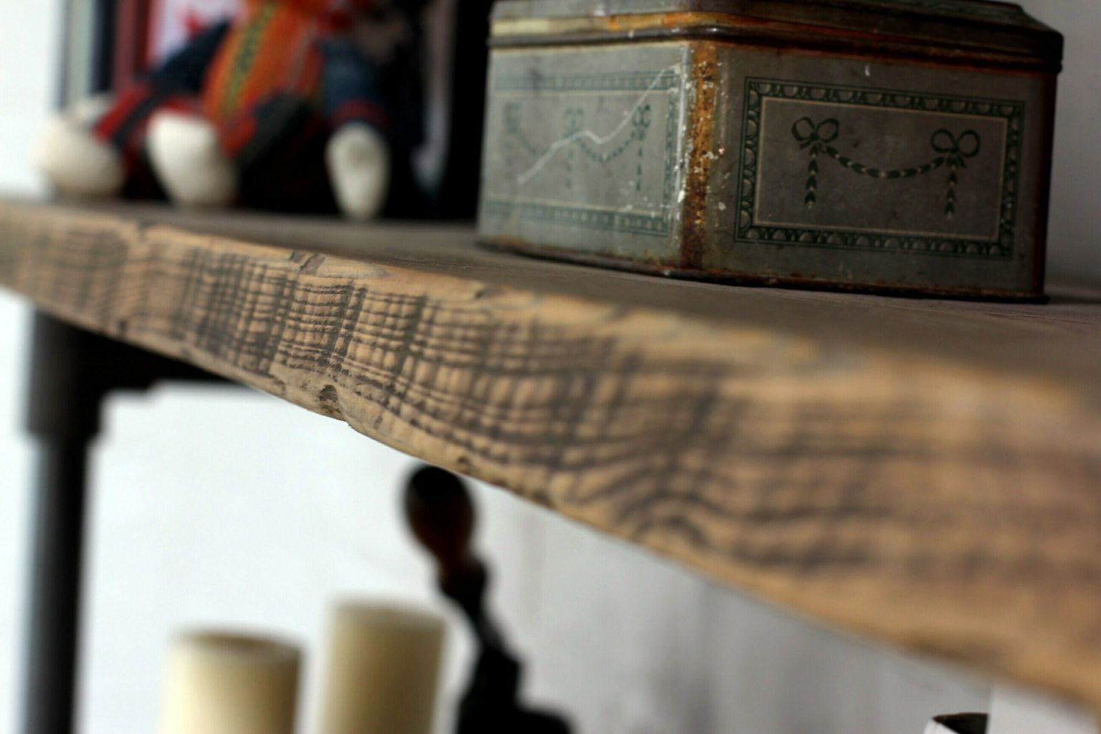 photo furniture Annabel Bespoke Reclaimed Scaffolding Boards And Dark Steel Pipe Shelving/Bookcase   Made To Order