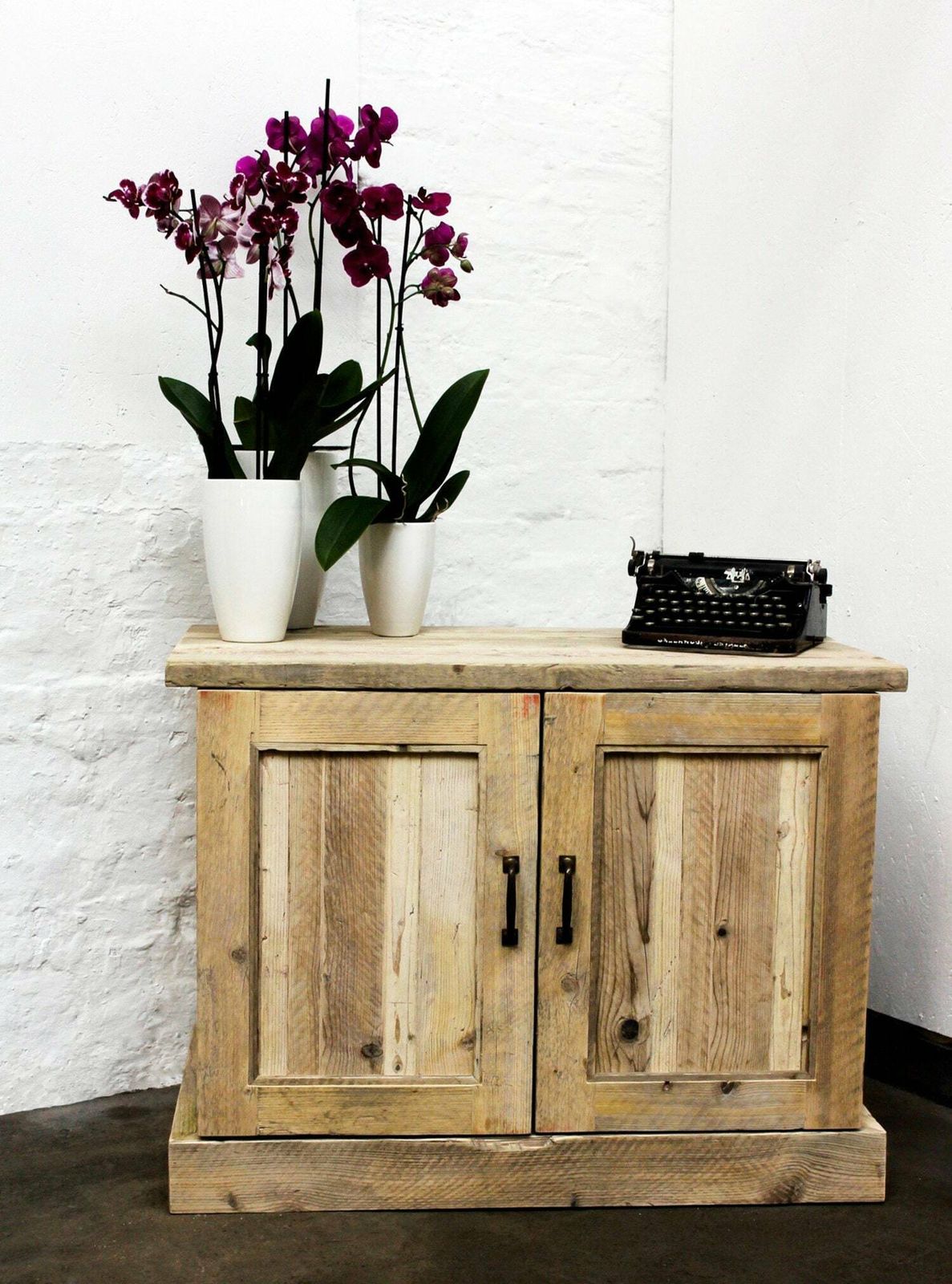 Boadi Reclaimed Scaffolding Board Cupboard With Adjustable Shelf And Vintage Brass Handles   Bespoke Urban Furniture