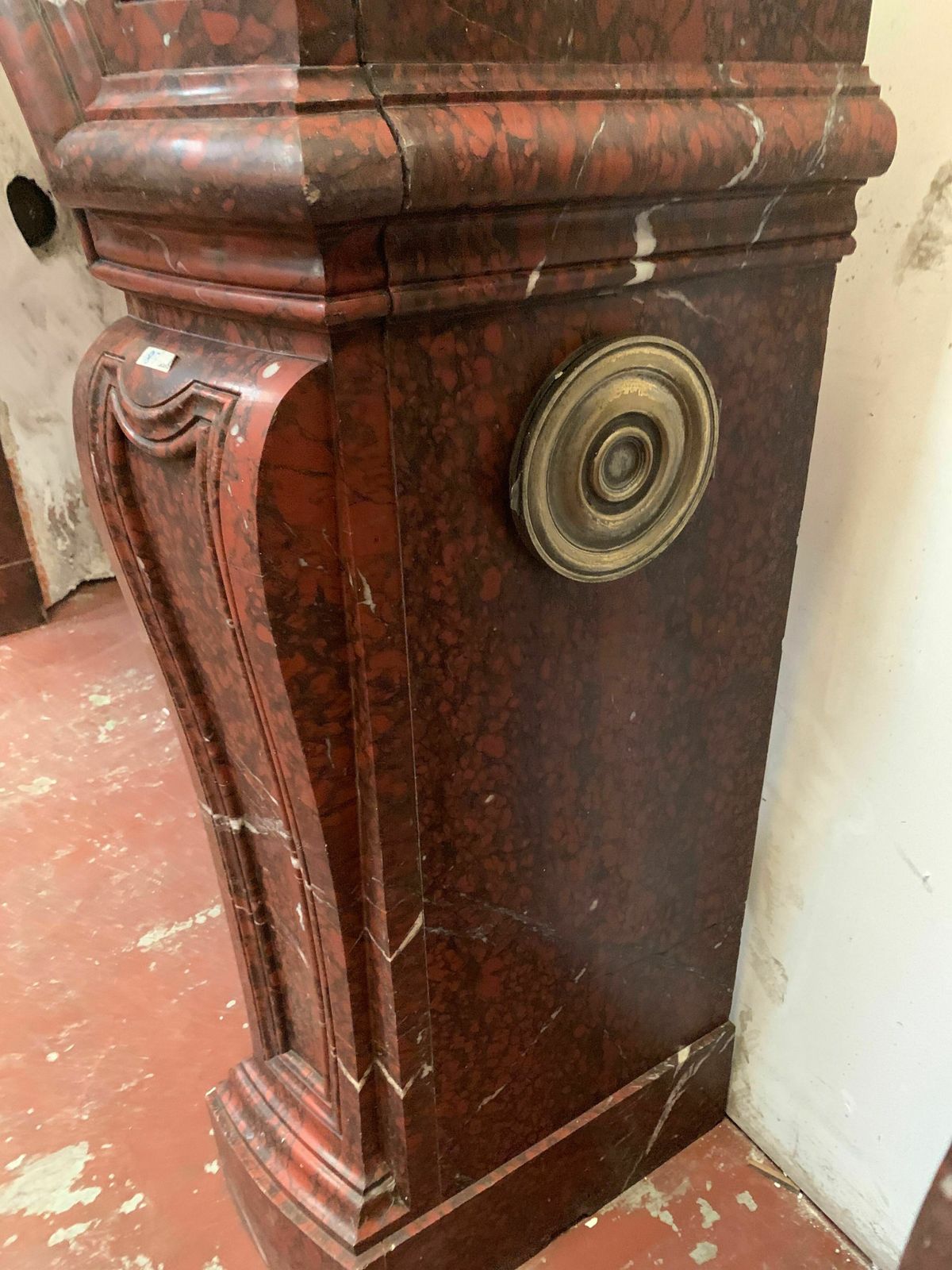 photo vinterior Pair Of Louis XIV Style Fireplaces In Cherry Red Marble. XIX Century