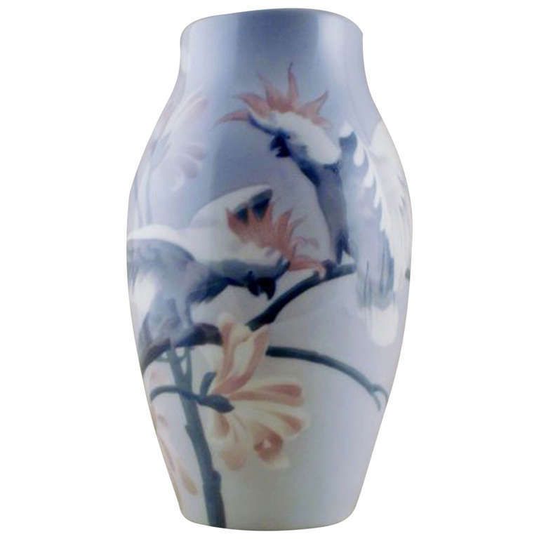 Karl Lindstrom For Rörstrand Unique Art Nouveau Vase In Porcelain