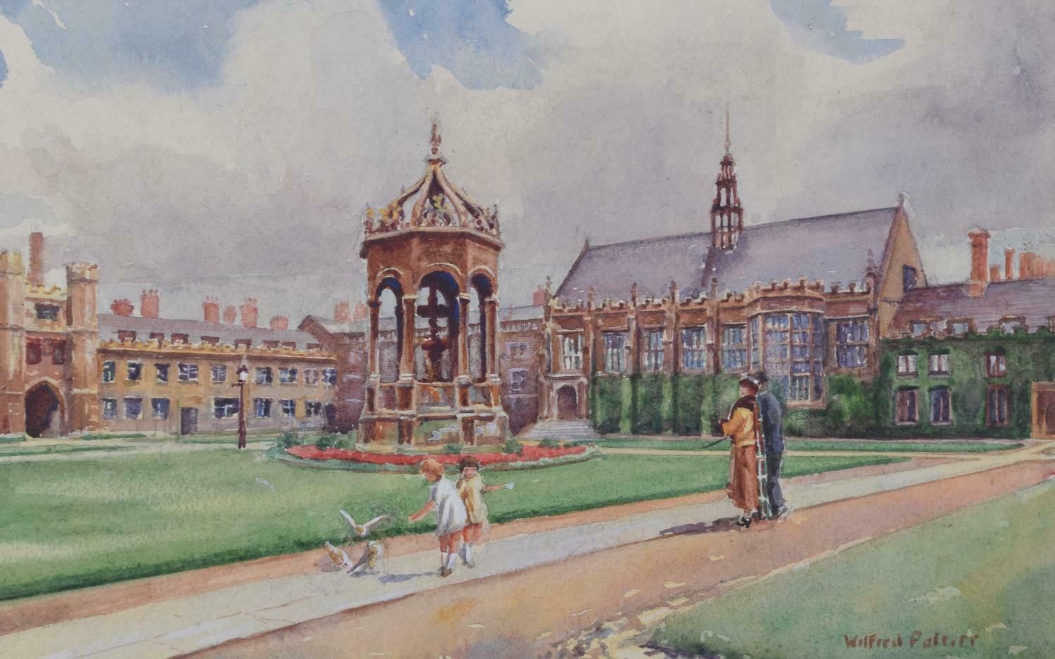 Wilfred Pettitt Trinity College, Cambridge, Great Court Watercolour By Wilfred Pettitt