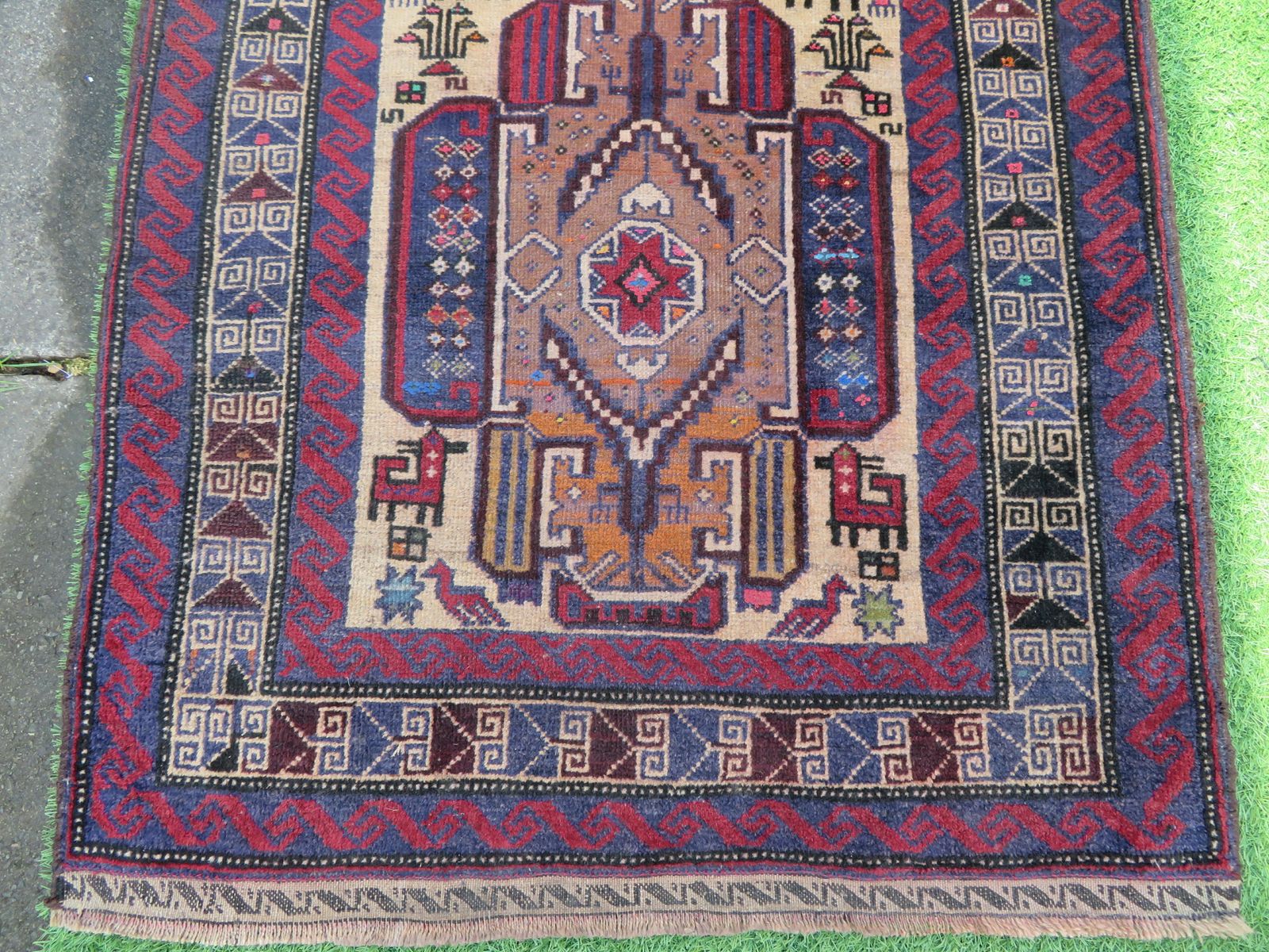 Antique Baluch Rug. Comical Animal Motifs. Baluch Tribes Of Herat. West Afghanistan.152cm X 86cm. photo furniture