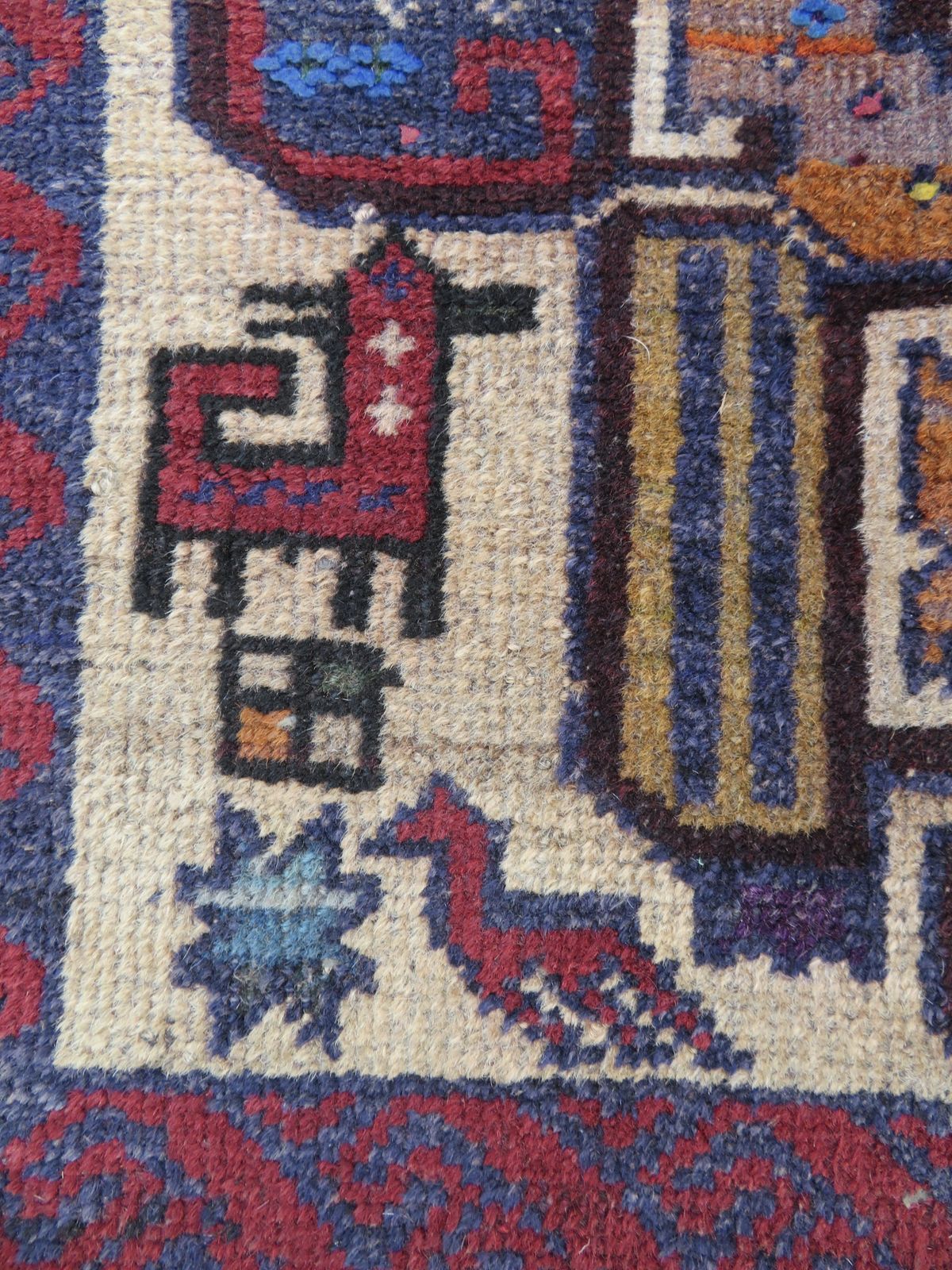 Antique Baluch Rug. Comical Animal Motifs. Baluch Tribes Of Herat. West Afghanistan.152cm X 86cm. photo 550.0