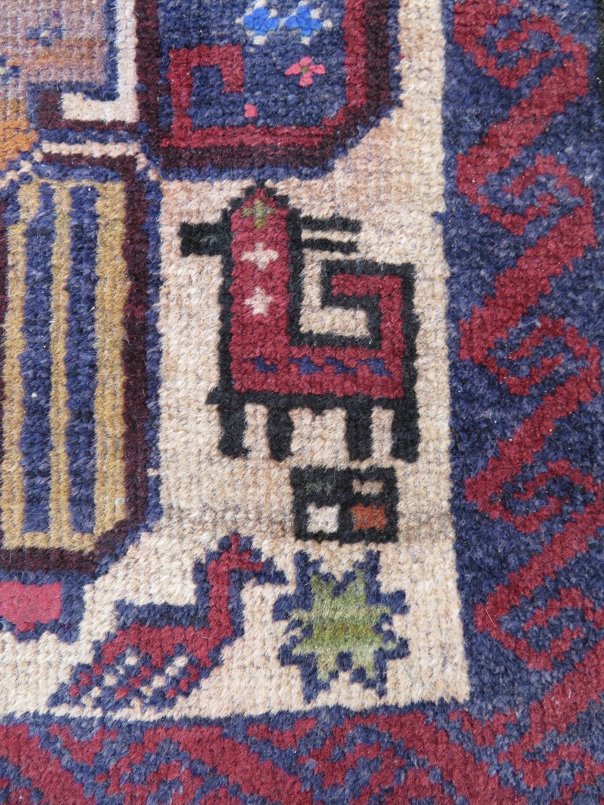 550.0 Antique Baluch Rug. Comical Animal Motifs. Baluch Tribes Of Herat. West Afghanistan.152cm X 86cm. photo