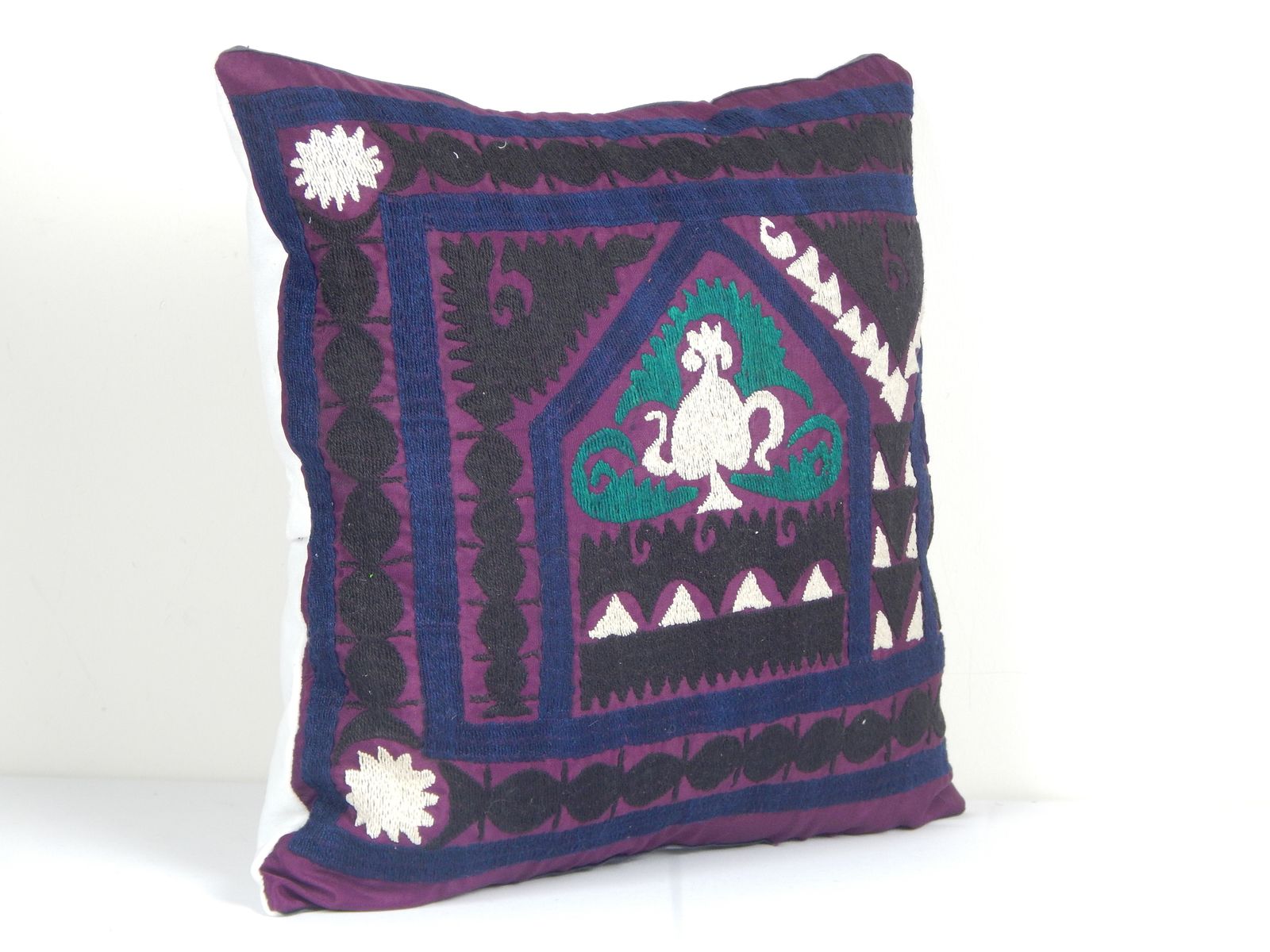 Uzbek Suzani  Cover, Square Suzani Pillow Case Made From A 19th Century Textile, Ethnic Cover 18" X 18" photo furniture