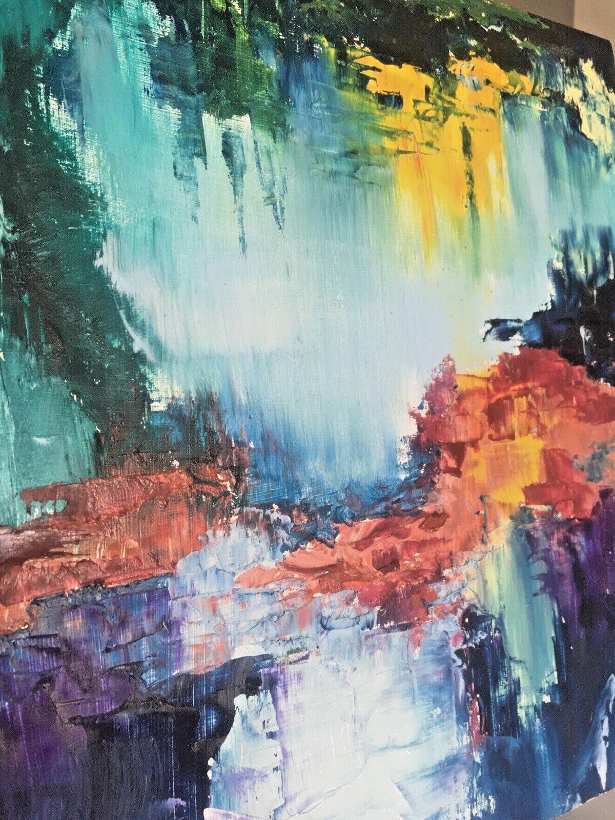 photo furniture Colourful Abstract Impressionist Water Scene Monet Style Painting By D.Elliott