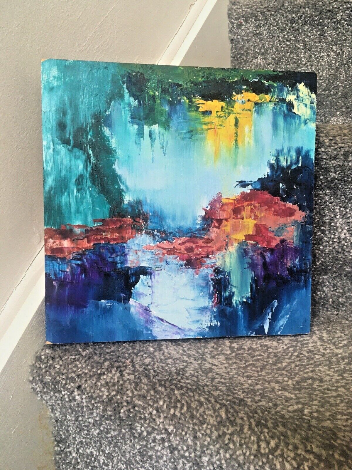 Art Colourful Abstract Impressionist Water Scene Monet Style Painting By D.Elliott photo