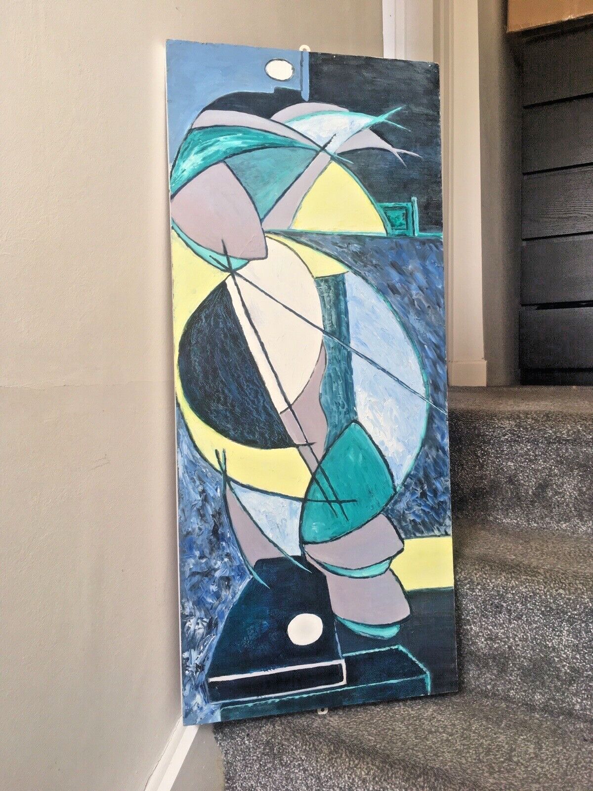 Mid Century Modern Style Memphis Pop Art Abstract Geometric Acrylic Painting photo Art