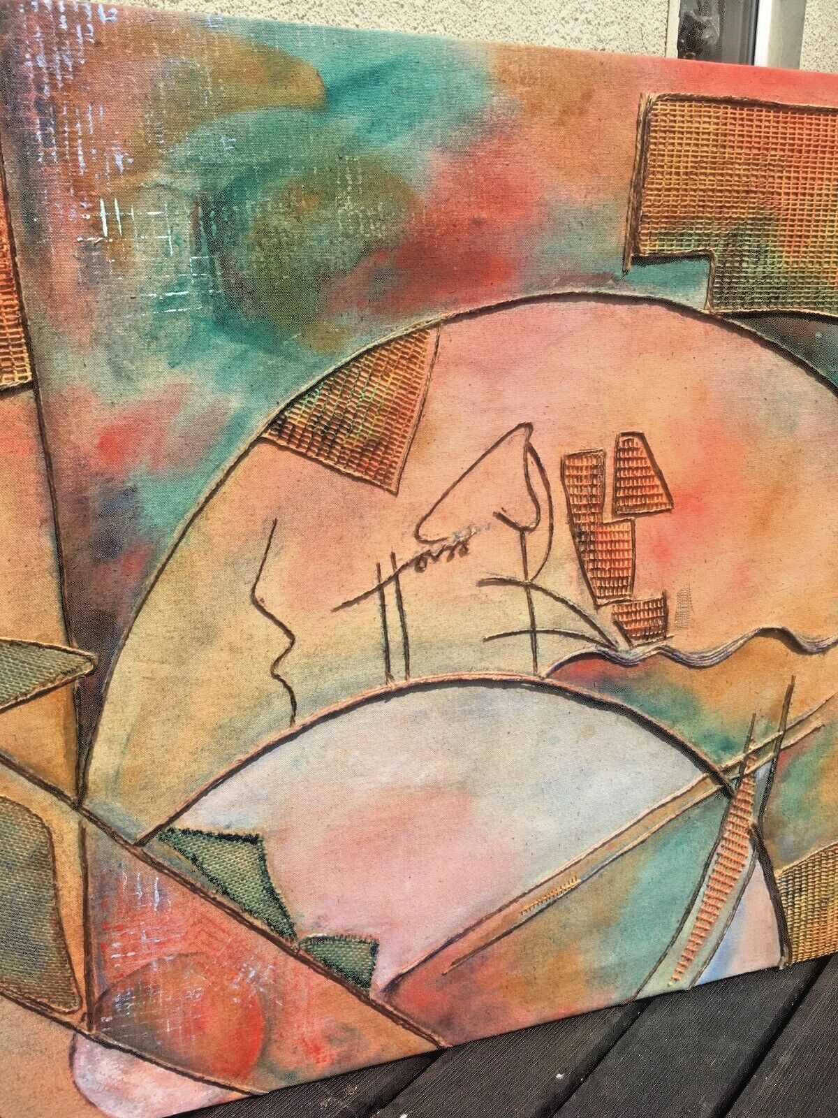 Huge 4.5ft Mid Century Modern Style Memphis Pop Art Abstract Geometric Painting photo vintage