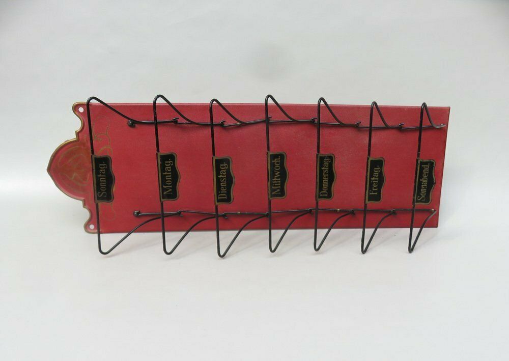 Art Nouveau Wall Newspaper Stand In Metal Bordeau Red, Black & Gold, 1890s photo for sale