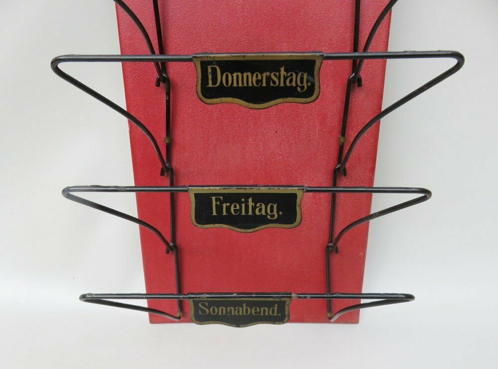 Art Nouveau Wall Newspaper Stand In Metal Bordeau Red, Black & Gold, 1890s photo vintage