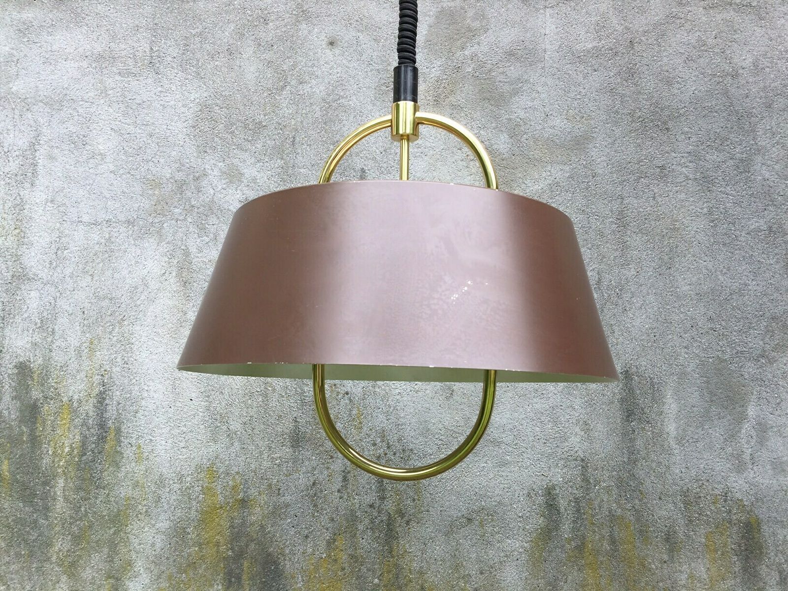 Big Beautiful Brown And Brass Hercules Pendant By Jo Hammerborg For Danish Lamp Maker Fog & Morup, Original Lamp From The 1970s