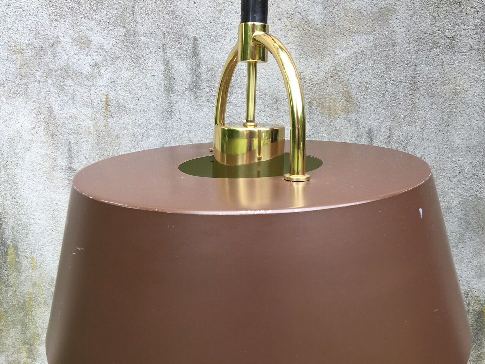 Big Beautiful Brown And Brass Hercules Pendant By Jo Hammerborg For Danish Lamp Maker Fog & Morup, Original Lamp From The 1970s photo vinterior