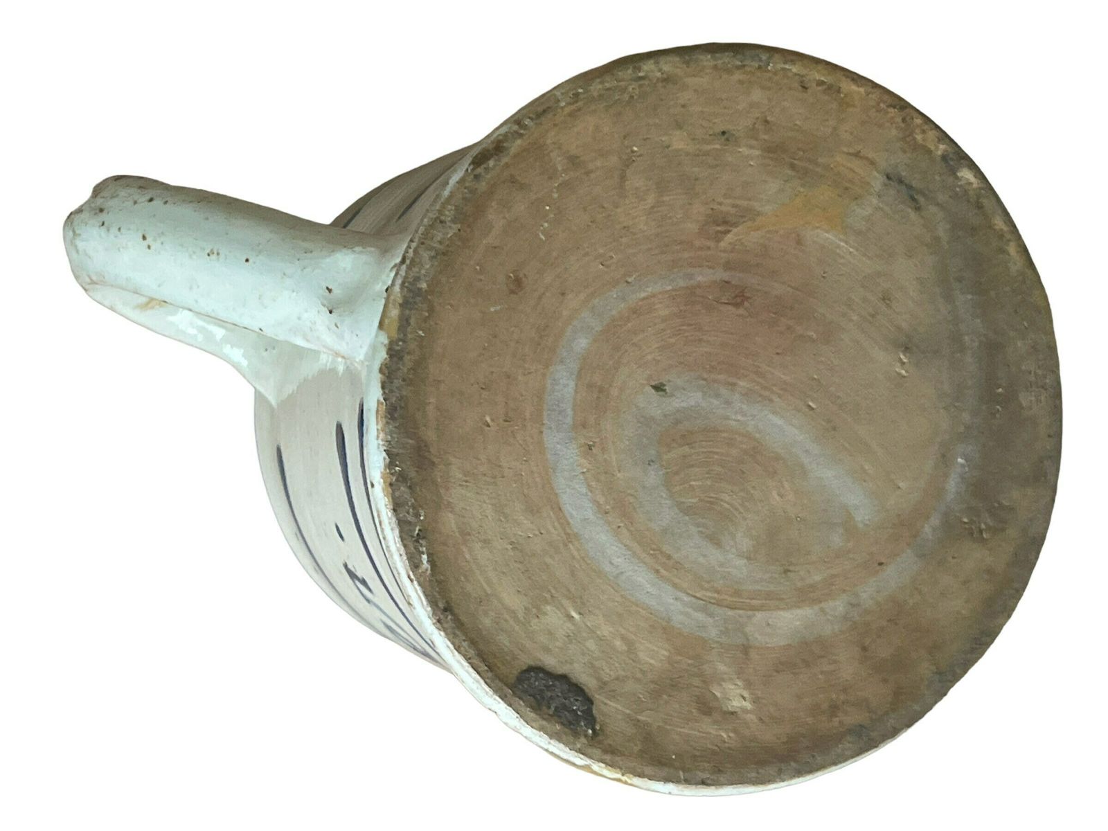 Antique Earthenware Mug With Handle, Denmark. White Coating With Blue Paint And Clear Glaze. Late 1800s. Cottage Core / Farm House Style photo Home Decor