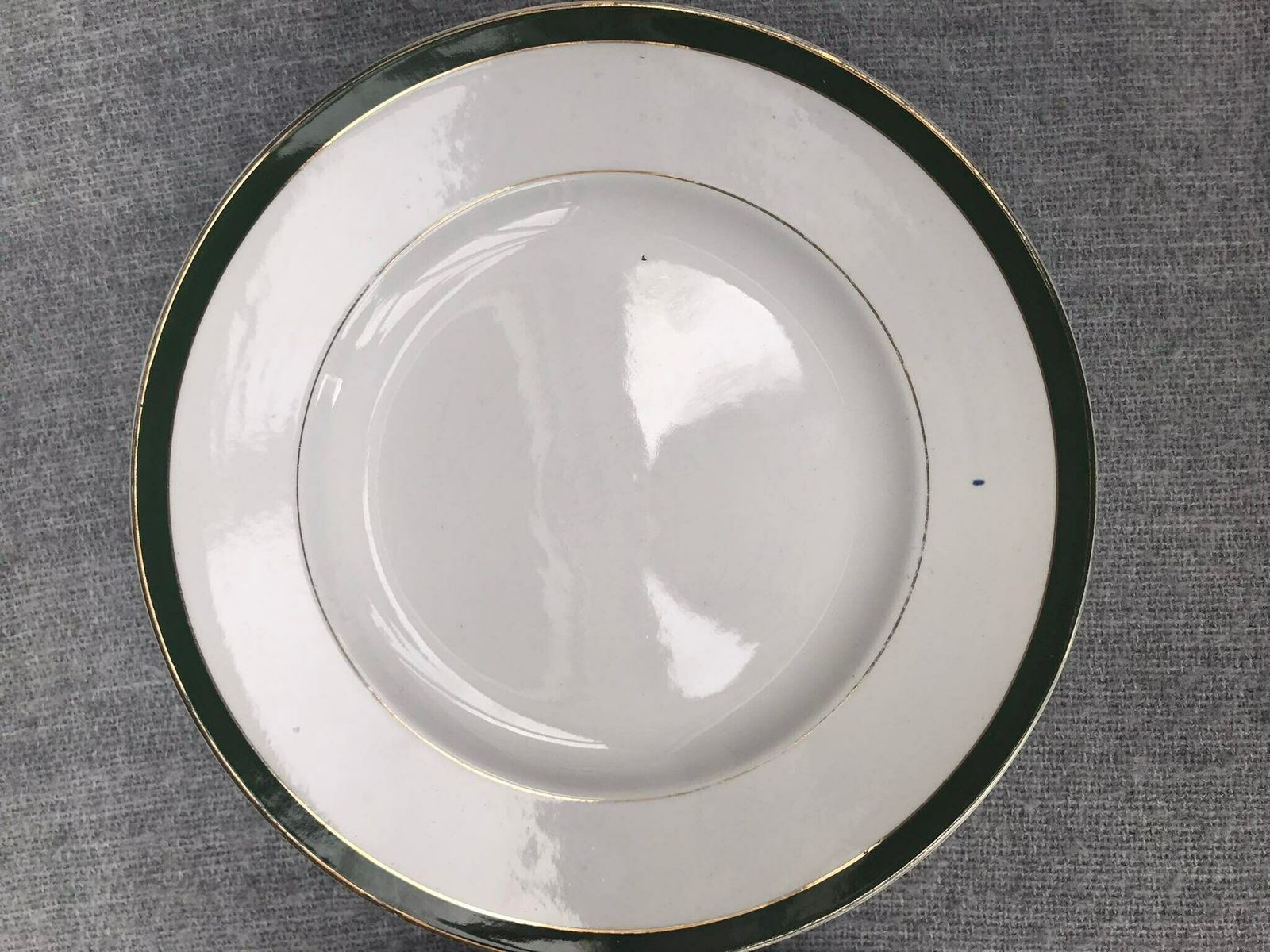 photo for sale Antique Set Of 2 Displays Desserts/Sandwiches/Cakes/Pastries Villeroy And Boch Mettlach Green Golden Rim XIX Century Plates German Porcelain