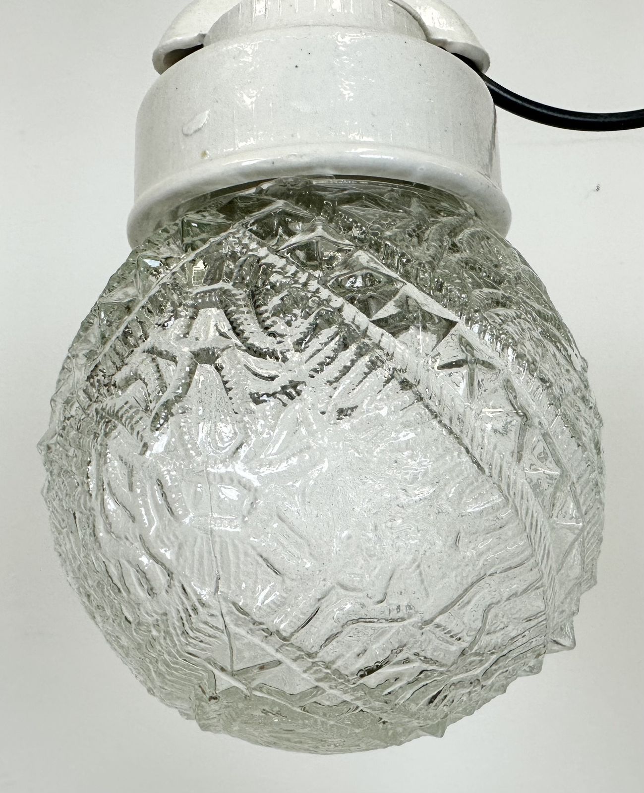 Vintage White Porcelain Pendant Light, 1970s, 15x photo 129.0
